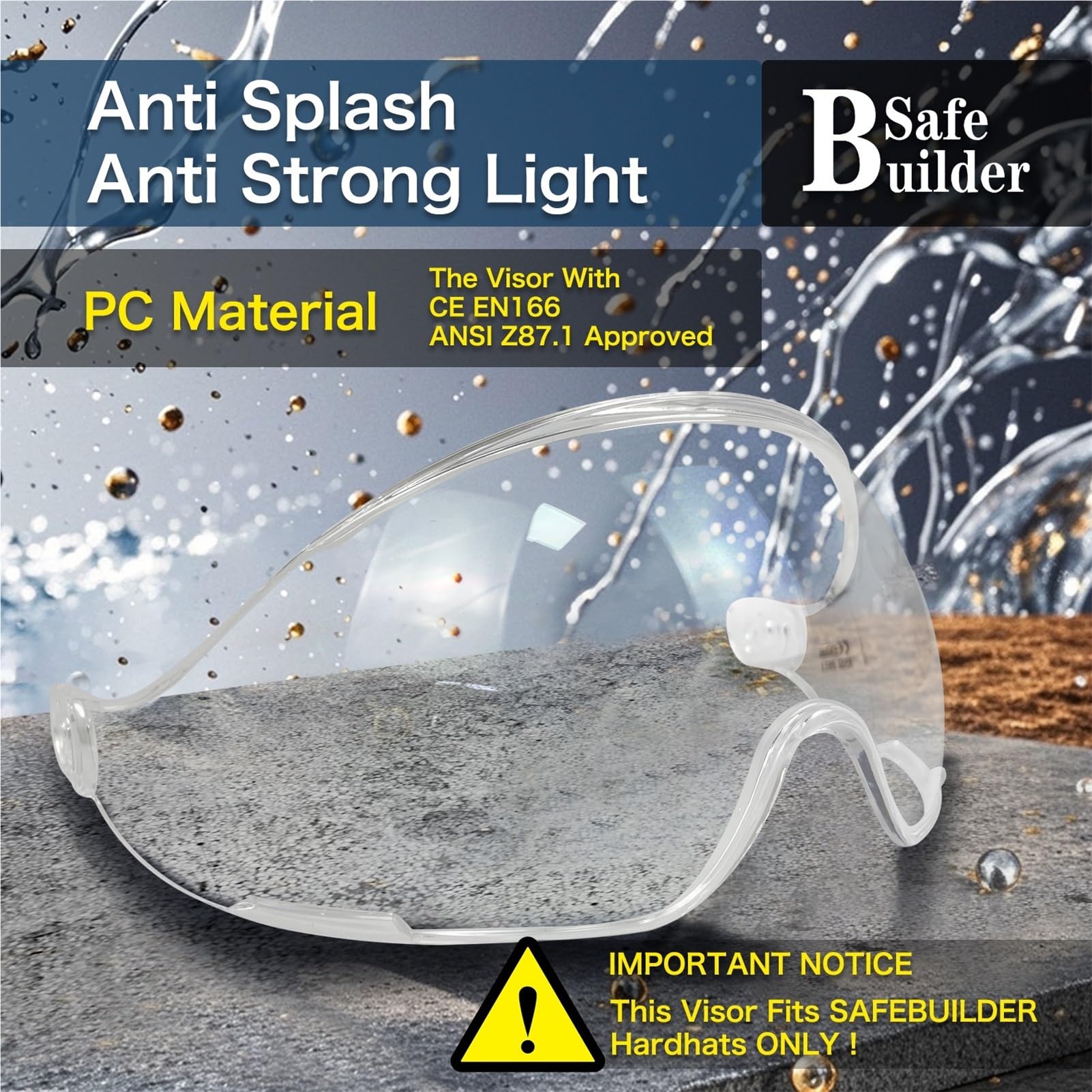 Sicherheitsvisier Aus Polycarbonat Mit Schutzbrille, Schutzhelm-kompatible Kopfbedeckung for Industriellen Augen- Und Gesichtsschutz(Buildin Clear Visor)