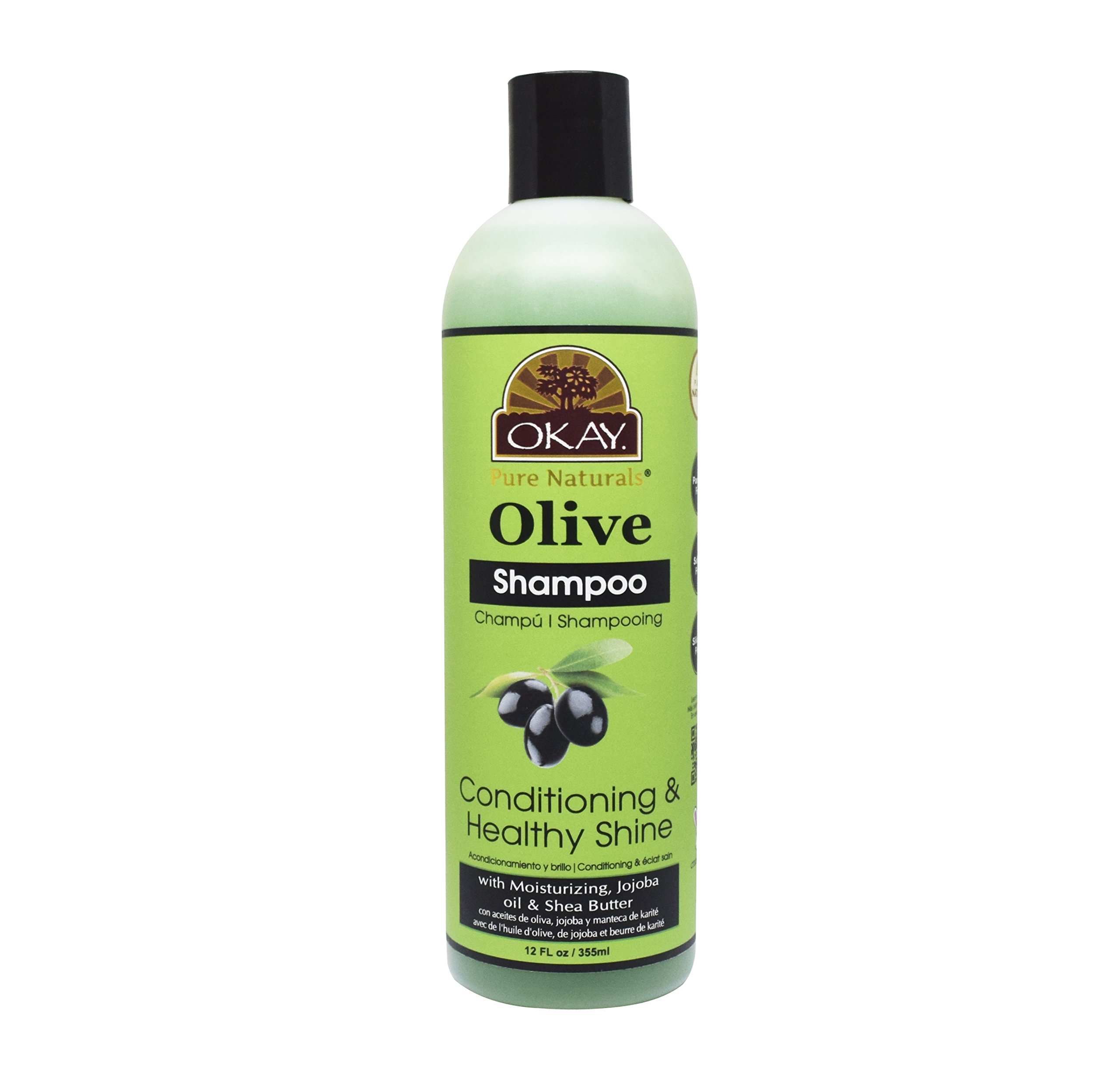 OKAY - Olive Oil Shampoo - For All Hair Types and Textures - Conditioning and Healthy Shine - Nourish, Condition, Hydrate - Free of Sulfate, Silicone & Paraben - 12 oz