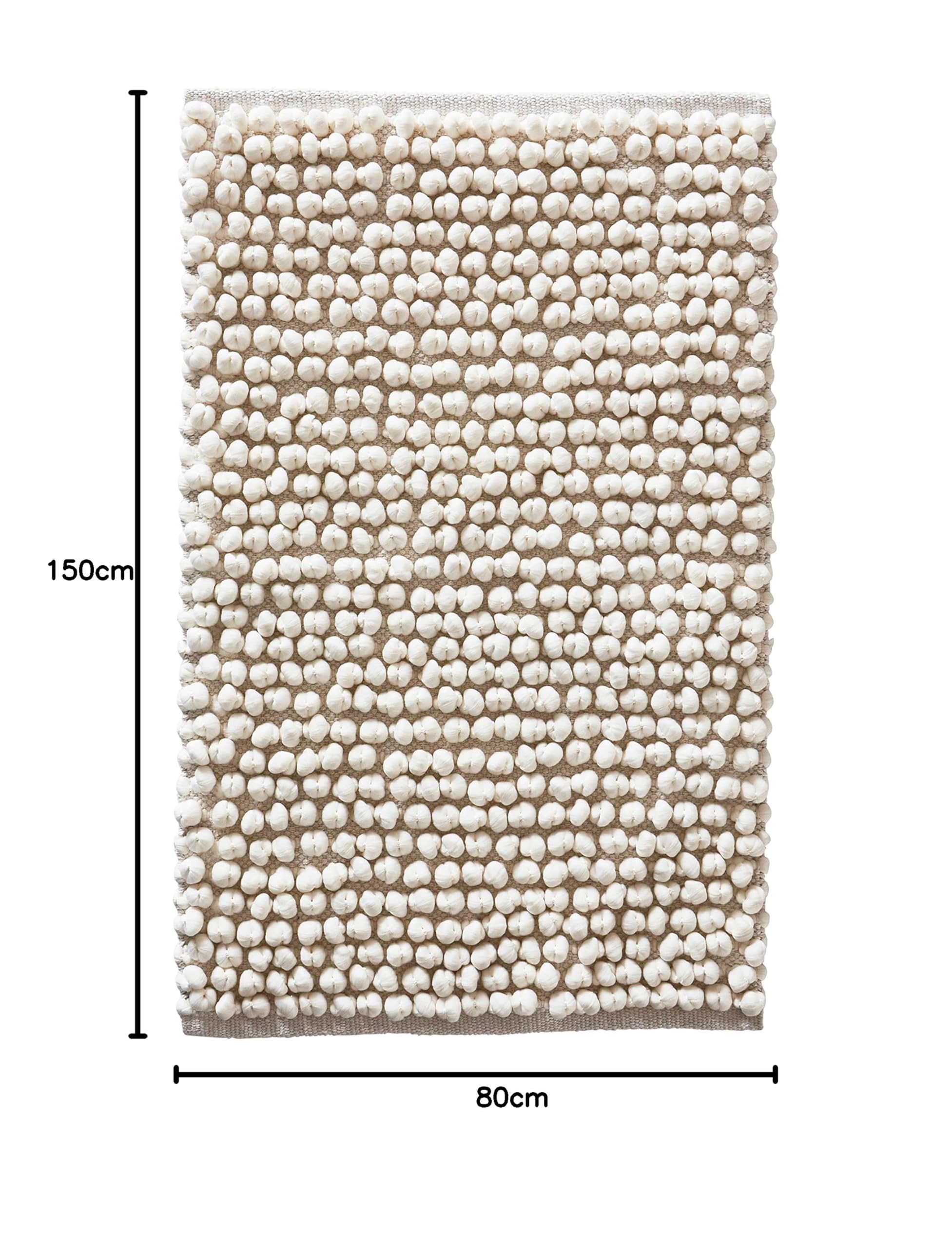 Jotex Hills Badteppich, Popcorn Badematte, Baumwolle und Polyester Mix - Weiß, 80x150 cm