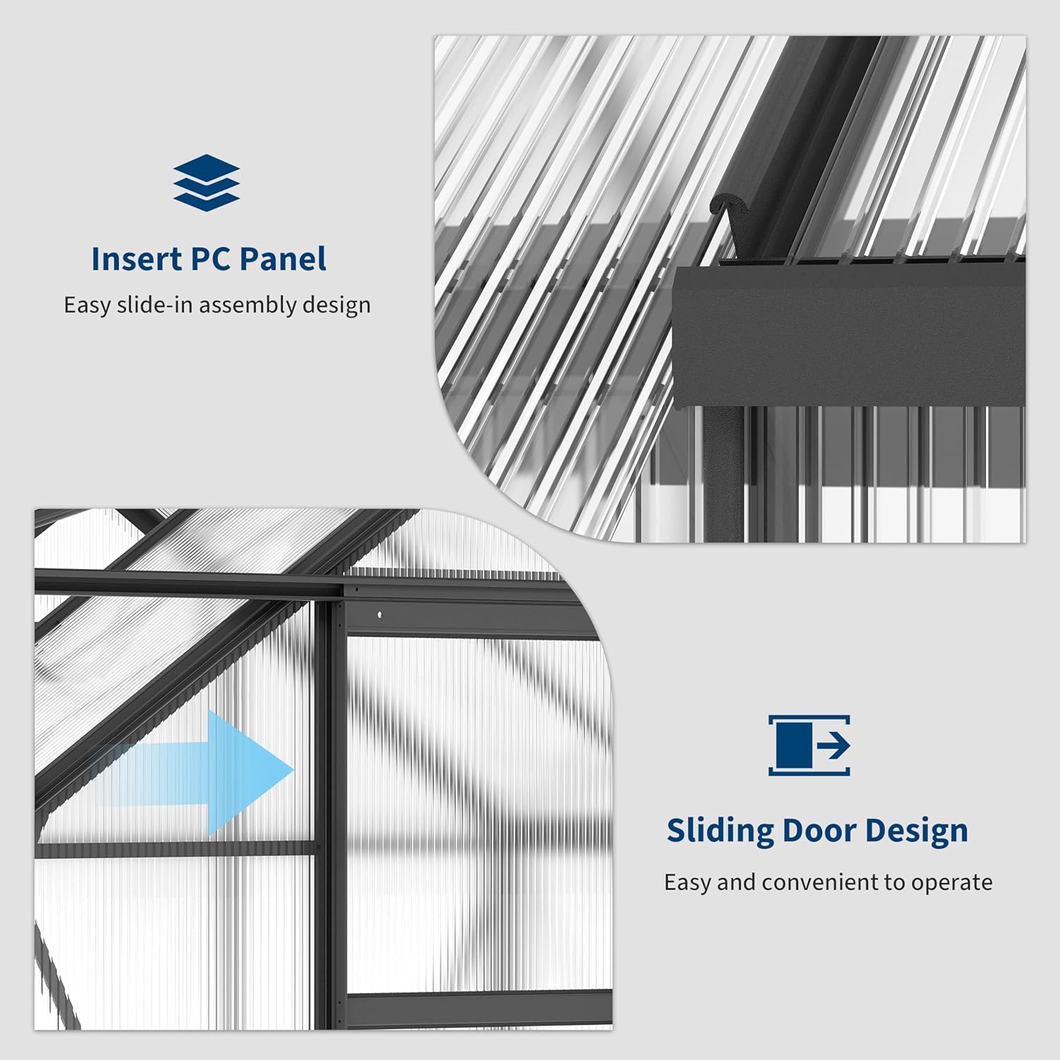 Garvee 6x4 Ft Polycarbonate Greenhouse - Freestanding Small Greenhouse for Outdoors with Rust-Resistant Aluminum Frame, Gutter System & Roof Vent, Ideal for Seed Starting & All-Season Plant Protection