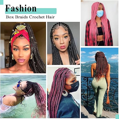 Miniatura 7 de 8 paquetes de trenzas de ganchillo para mujeres de espalda de 18 pulgadas, trenzas de ganchillo preenrolladas para mujeres negras, extensiones de