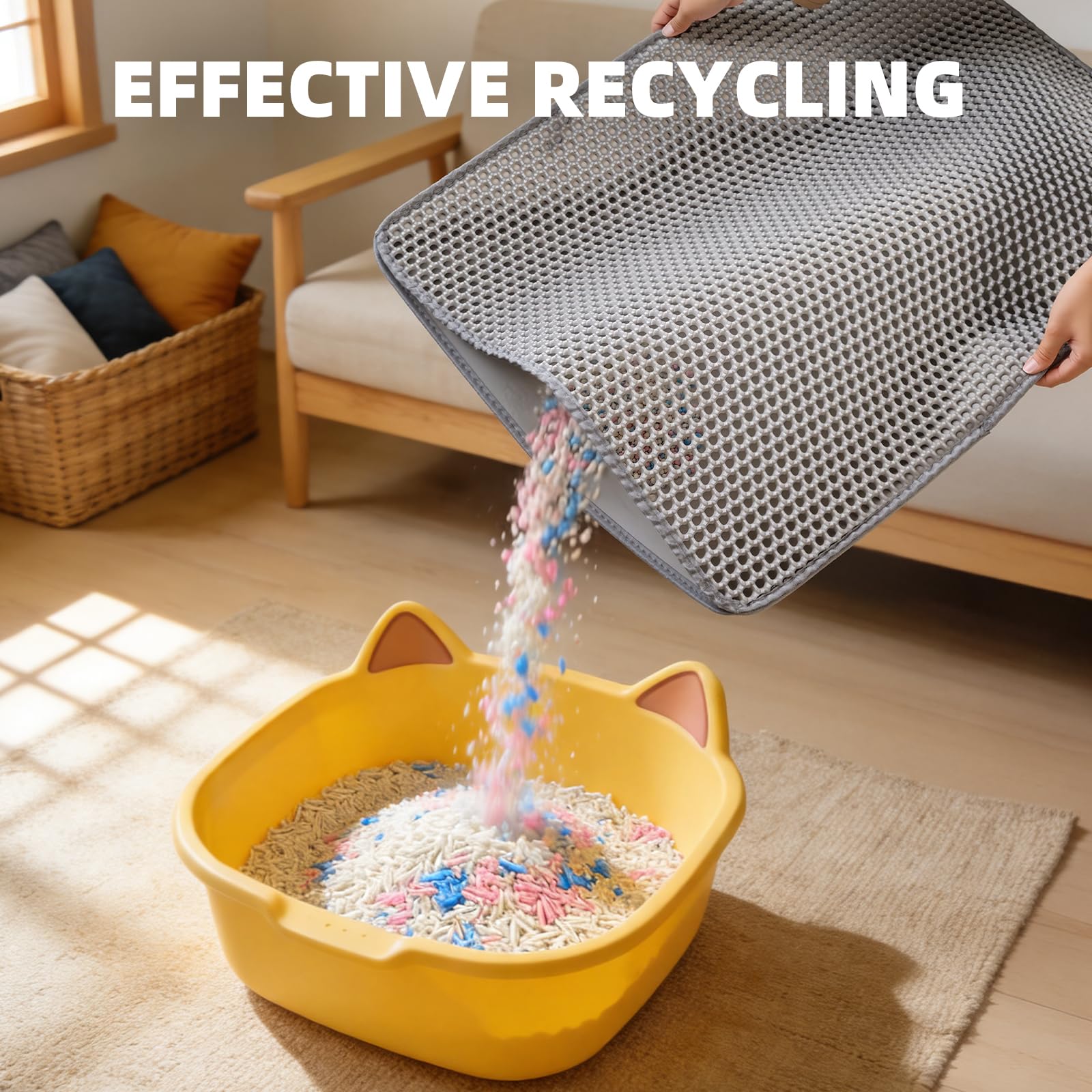 Cat Litter Mat 24x15 Inches, Honeycomb Double Layer Litter Trapping Mat, Waterproof Leakproof Urine Proof Cat Litter Box Mat for Cat Litter Box Area, Floor, Kitty Litter Rug - image 5