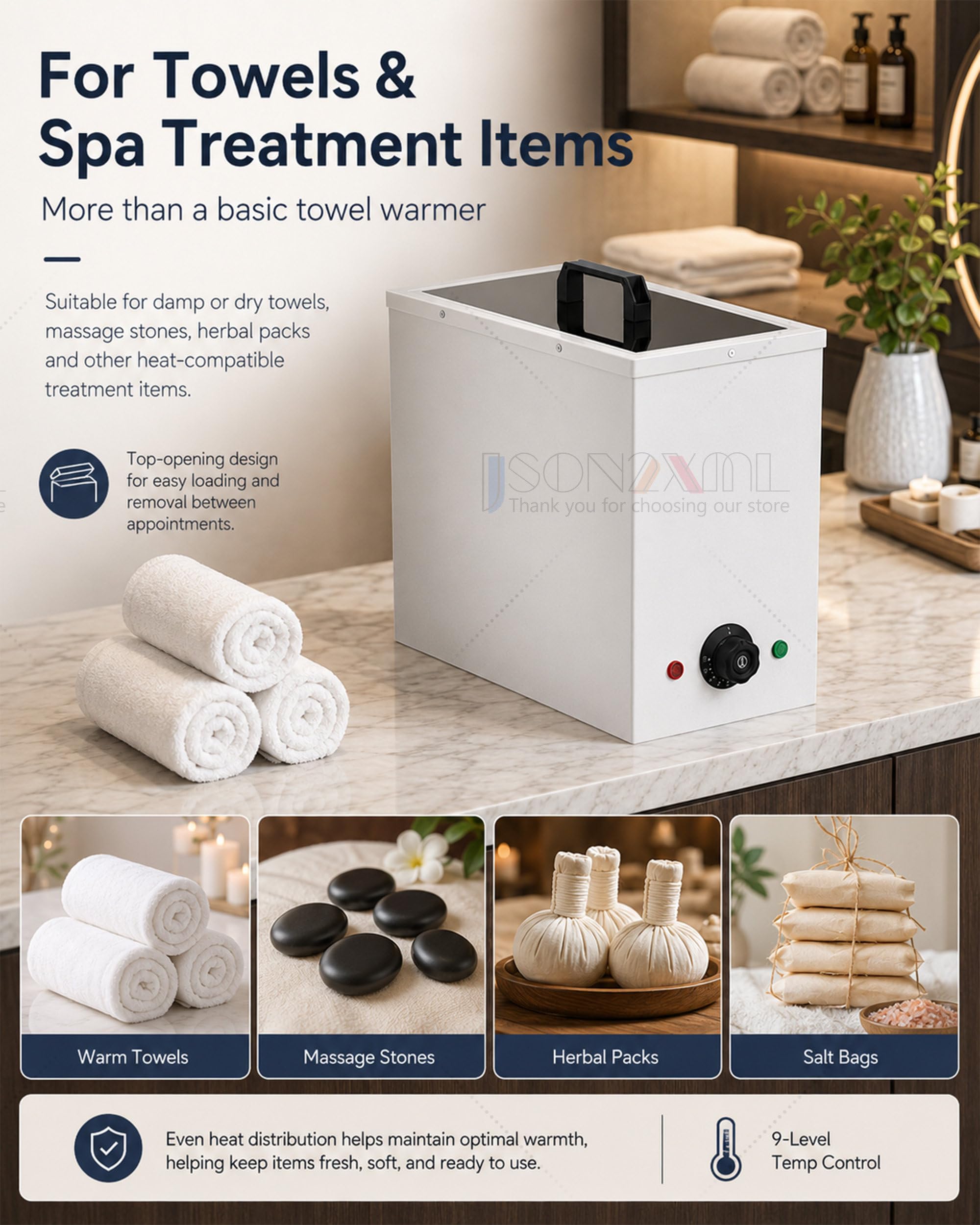 Calentador de Toallas SPA 30-110°C con Estante Inoxidable para Salón White-20L