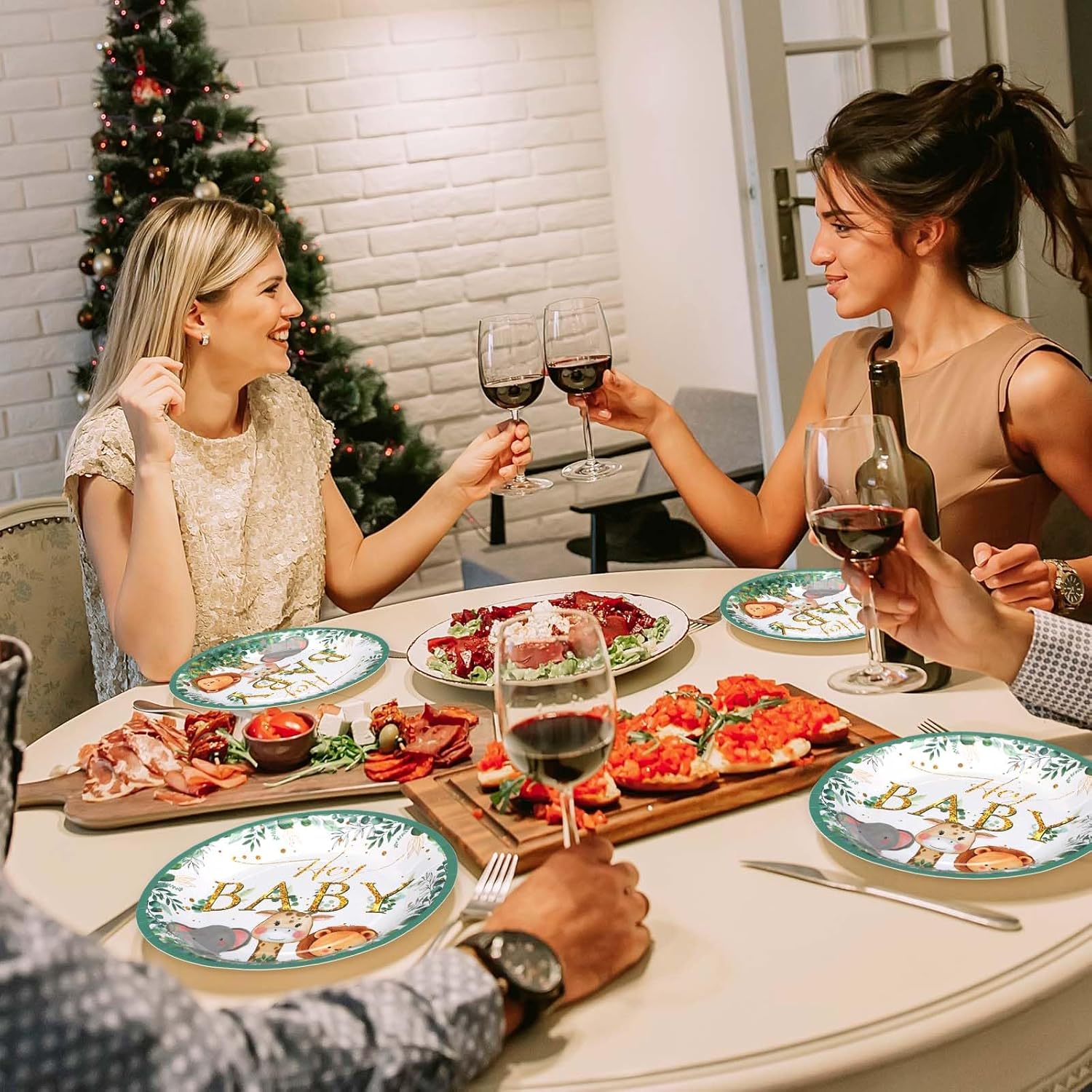 Umigy 100 Pcs Baby Shower Decorations Set for 50 Guests Baby Shower Paper Plates and Napkins for Gender Reveal Disposable Utensils Tableware Birthday Party Supplies(Safari Animals) image 6 of 6 B0CR3YL92T