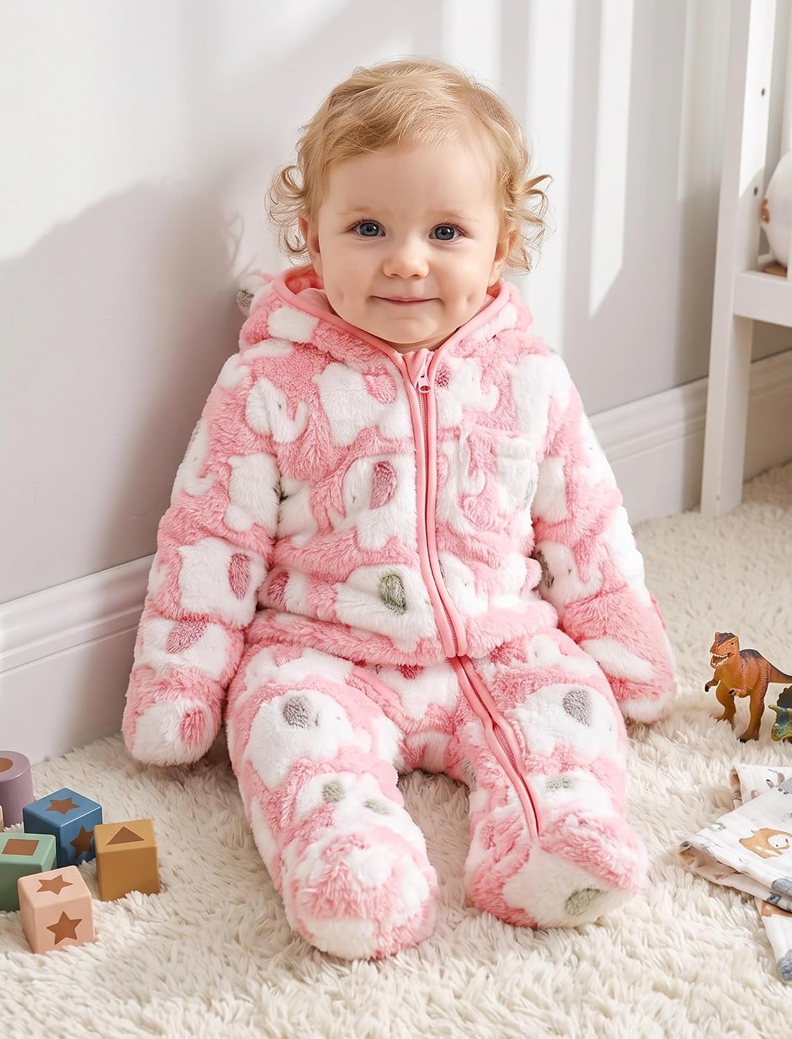 Jecson Baby Snowsuit Newborn Bear Hooded Fleece Outfit Baby Clothes 0M-12M