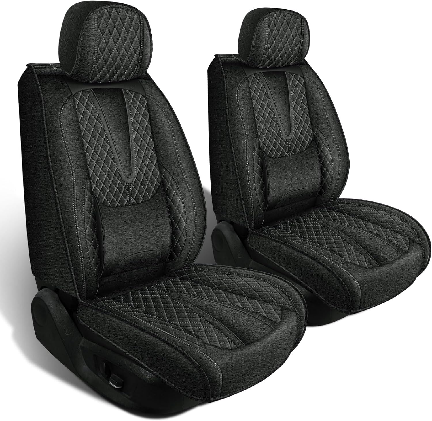 Fit for Ford Transit Connect 2010-2025 2026 Seat Covers, Waterproof Leather Car Seat Covers, Scratch-Resistant, Easy to Install, Custom Fit with Lumbar Support (2 Front, Black)