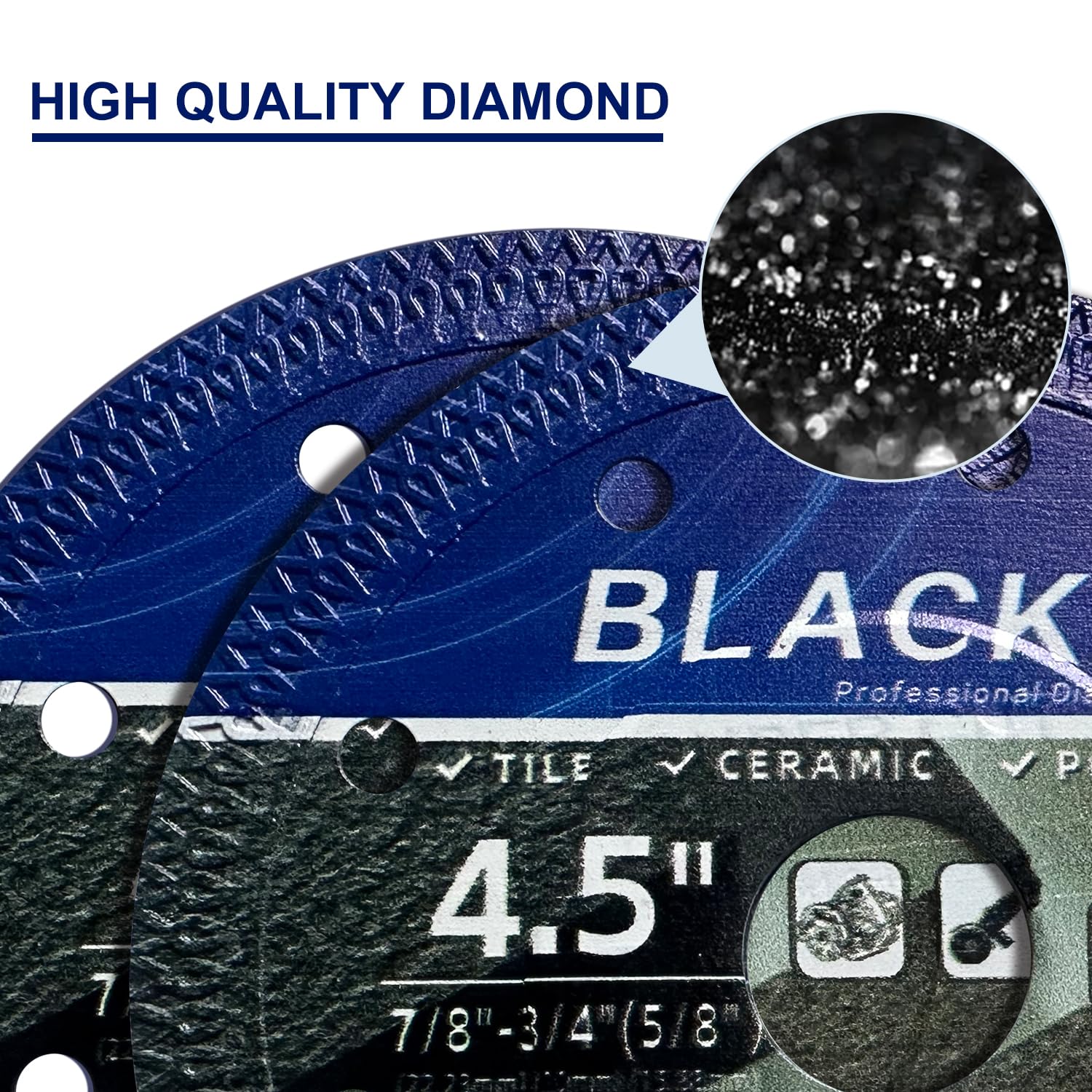 Reinforcing Core Diamond Blade for Grinder, Muilt-Function 4 1/2inch Diamond Cutting Wheel Disc for Angle Grinder,1/4" Segment Width, 7/8"-5/8" Arbor for Cutting Ceramic,Tile,Porcelain (5, 4.5")
