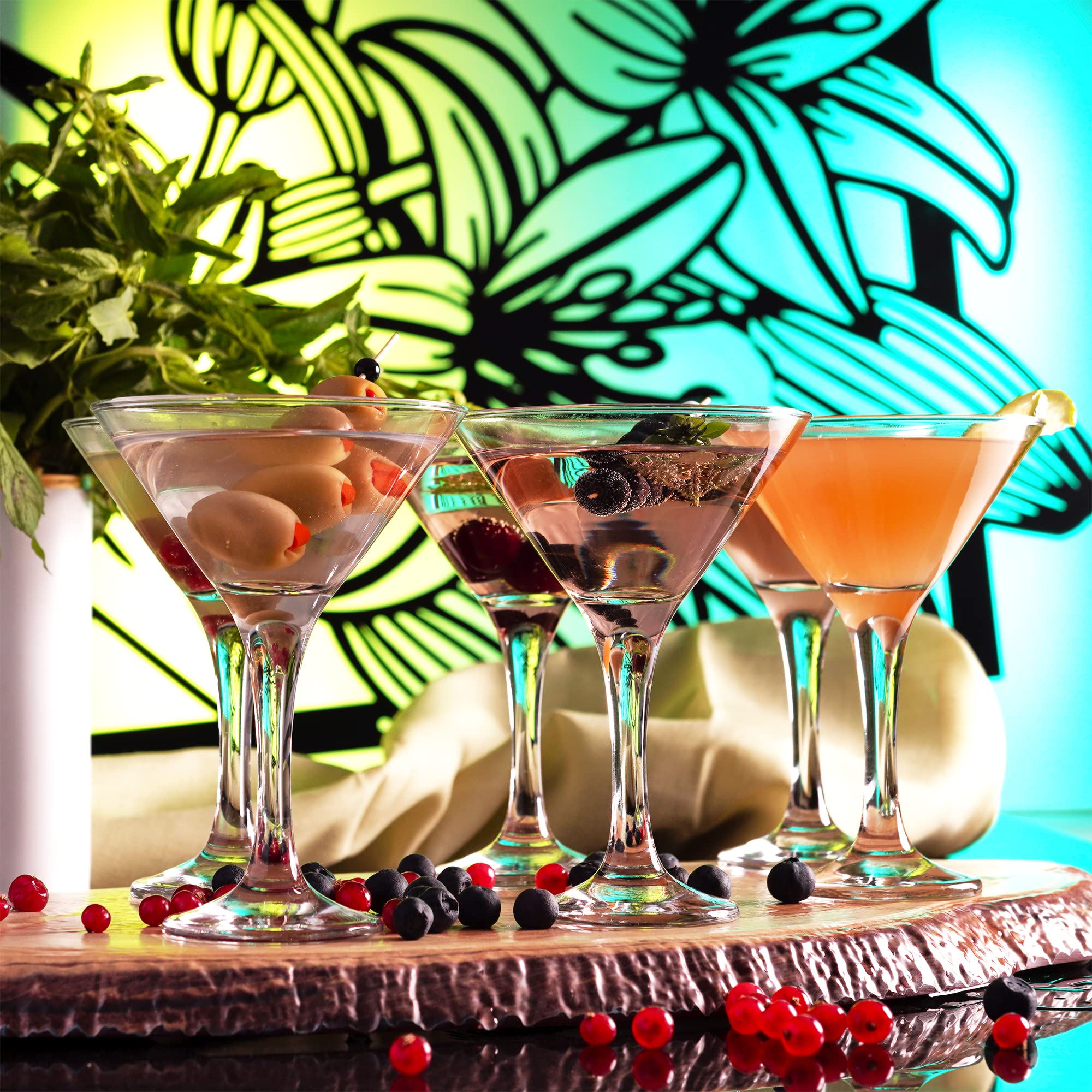 Lot de 6 Verres à Martini (6oz/175ml). Verres à Cocktail, Expresso Martini, Margarita, Prosecco, Coupe Champagne à Longue Pied