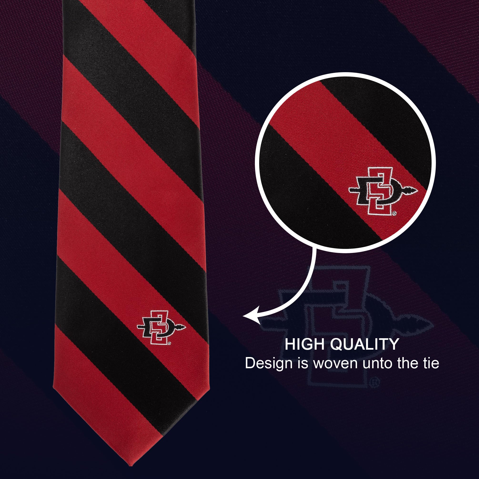 Desert Cactus San Diego State University Tie SDSU Aztecs 100% Polyester with Logo Officially Licensed (Style A)