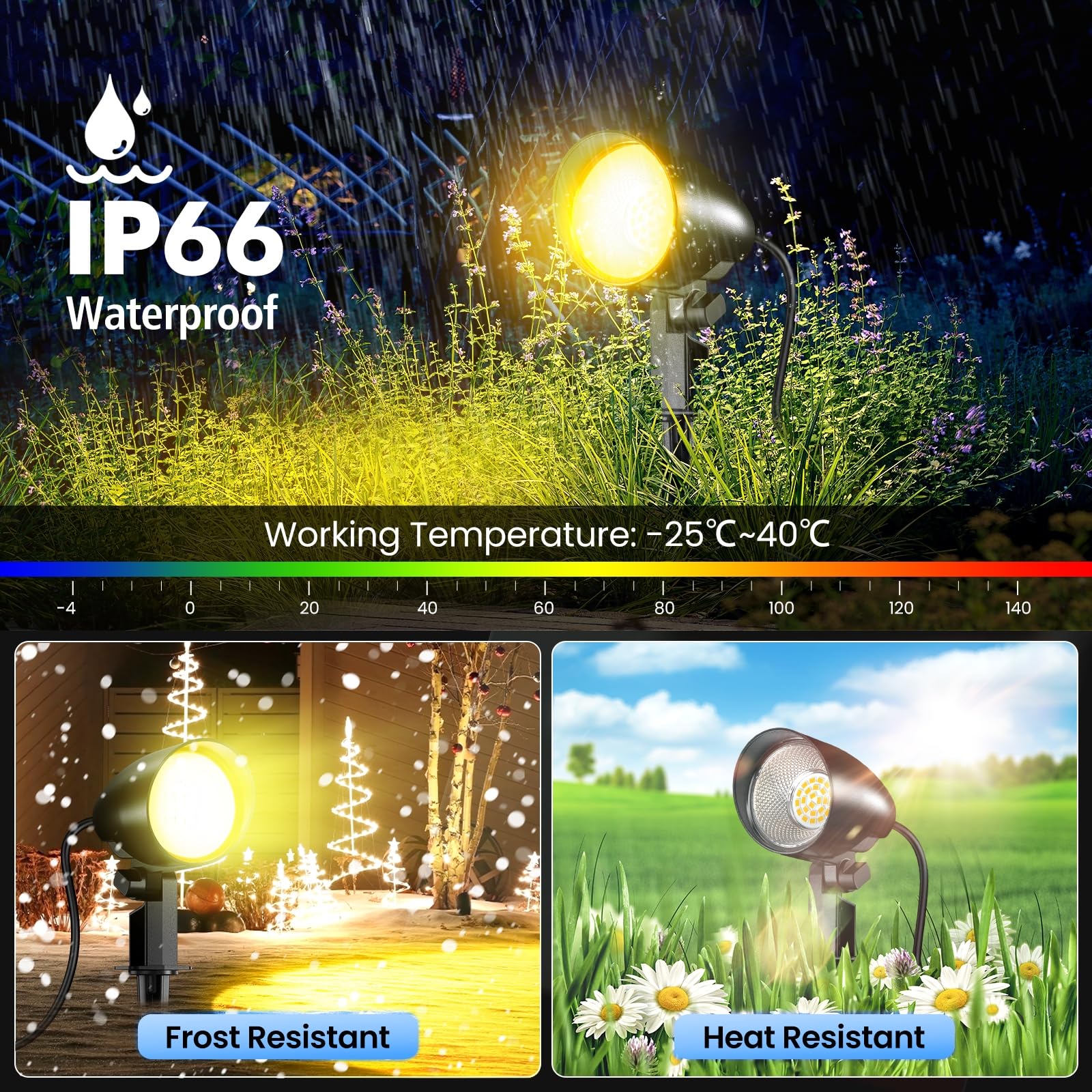 Linke Focos Proyector LED Jardín 20W 85~265V/CA Potente 2000LM Blanca Cálida 2700K Impermeable IP66 Foco con Pincho Luz de Paisaje para Jardin Planta Césped Terraza Camino