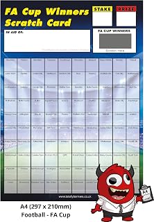 Totally Bonkers FOOTBALL FA CUP Fundraising Scratch Card (100 Teams) 5 Pack A4