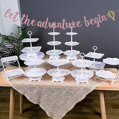 Miniatura 7 de Cartel de "Let The Adventure Begin", decoración de letrero con purpurina de oro rosa para jubilación, baby shower, mudanza, graduación, viajes,