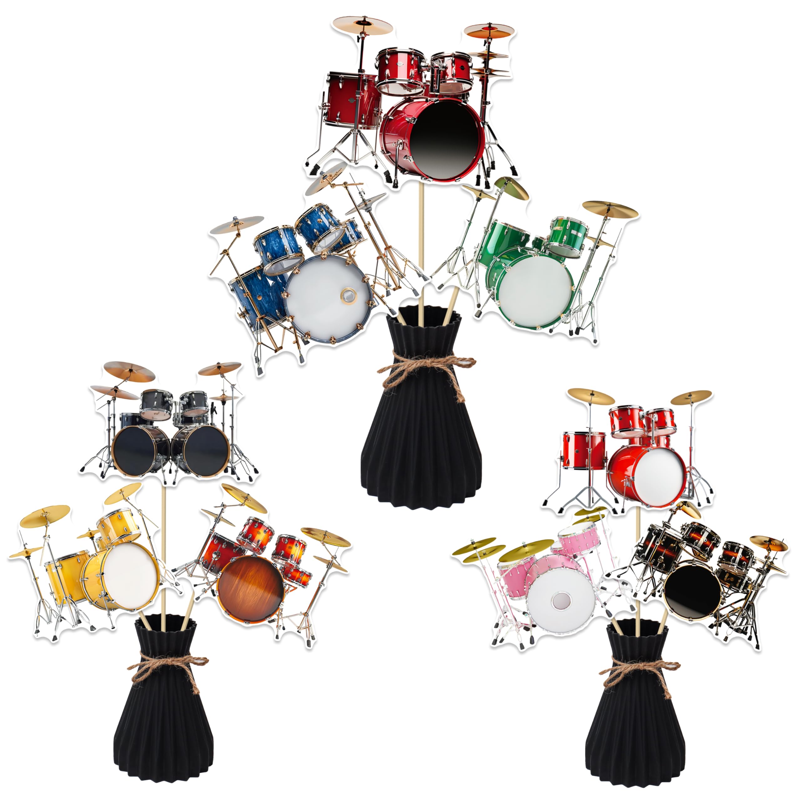 18pcs Drum Party Centerpiece Sticks Drum Theme Birthday Party Decorations Music Drum Party Table Toppers for Drummer Birthday Party Drum Lover Party