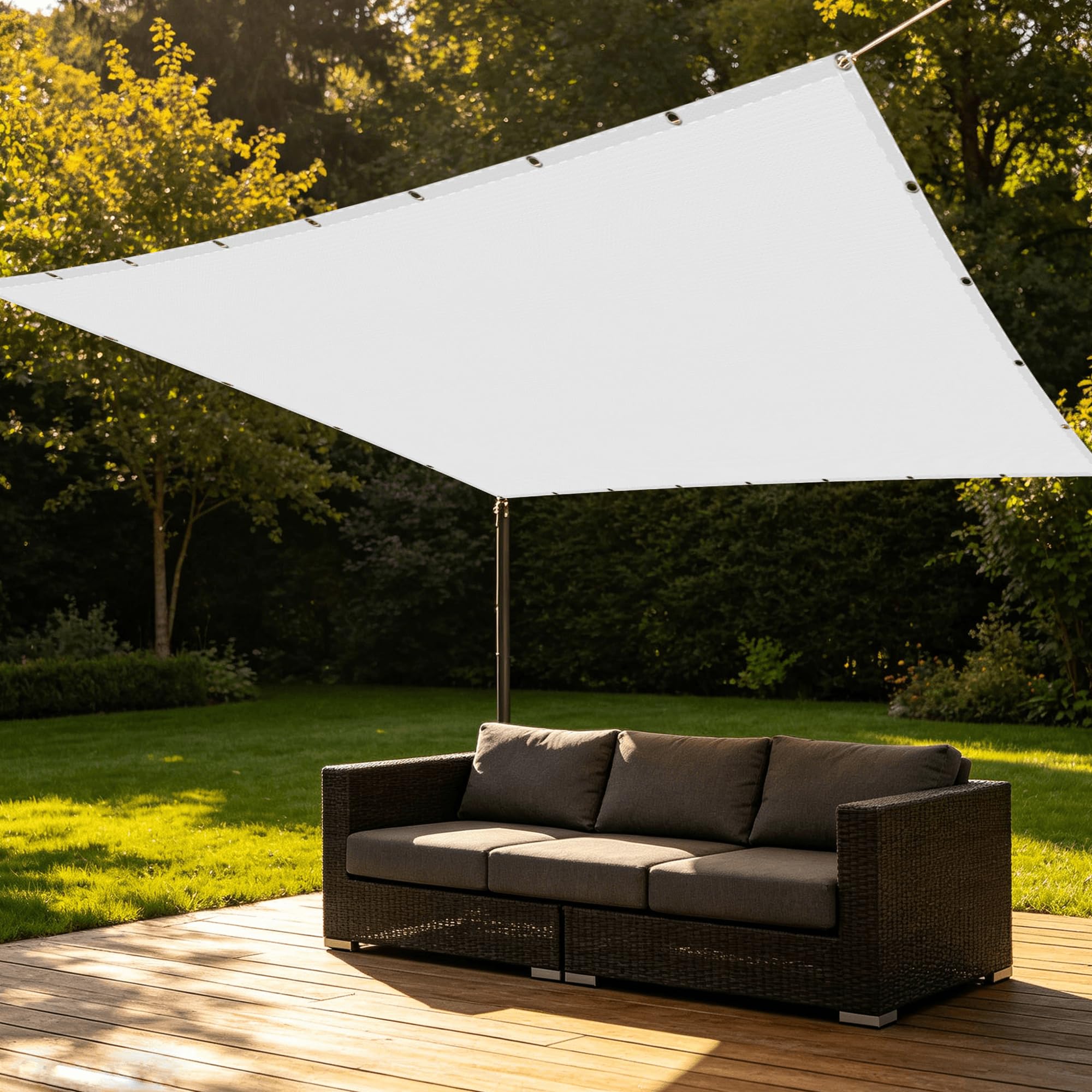 Voile d'ombrage 1.7 x 5 m blanc pour terrasse et jardin