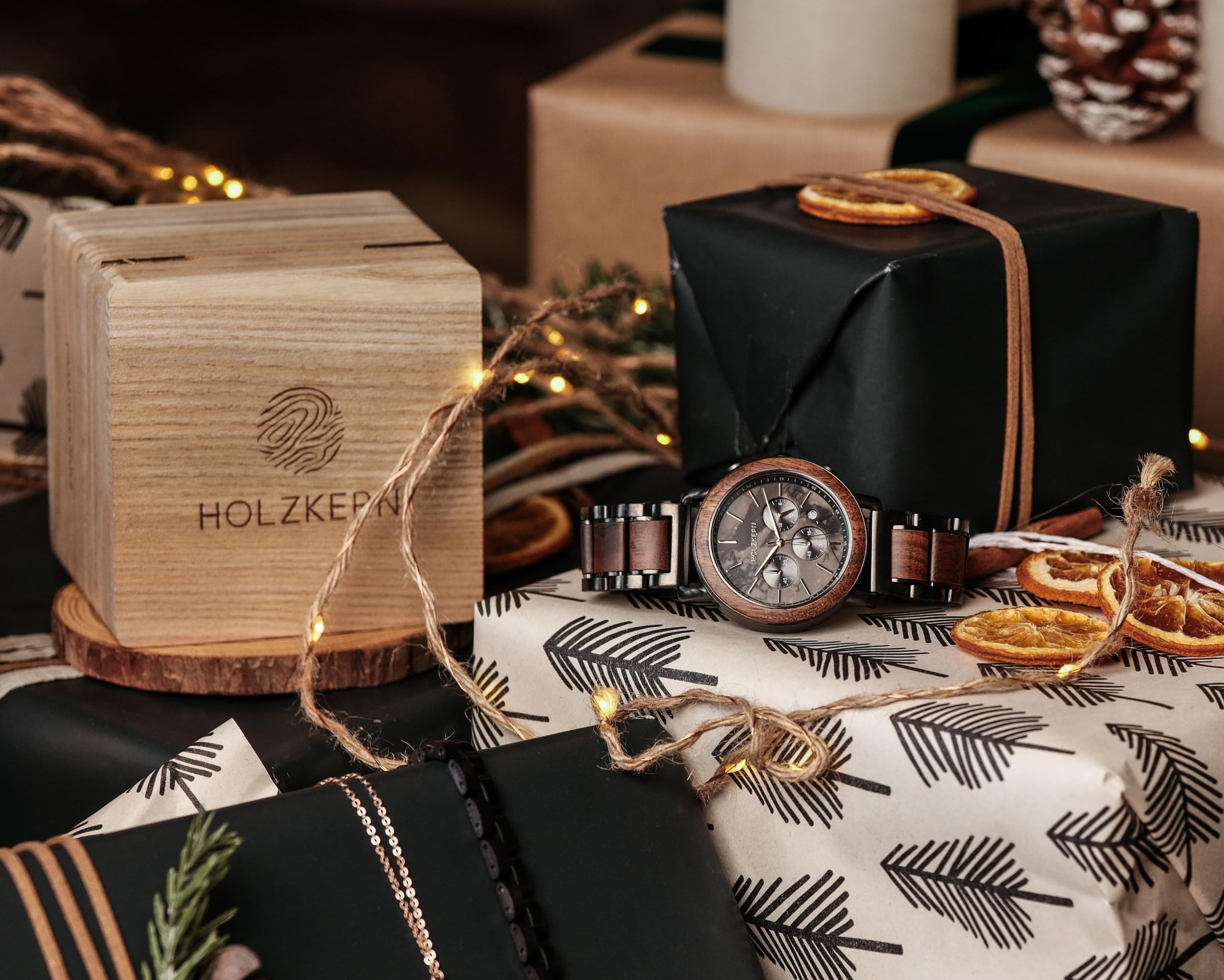 HOLZKERN Herrenuhr Quarz Chronograph Askja Walnuss/Marmor 9120078335116