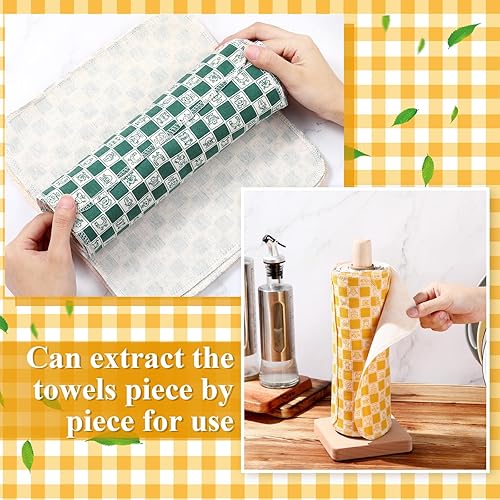 Miniatura 3 de 50 toallas de papel reutilizables sin papel, paños de algodón reutilizables, absorbentes, lavables, con rollo, paños de cocina sin papel (modernos)