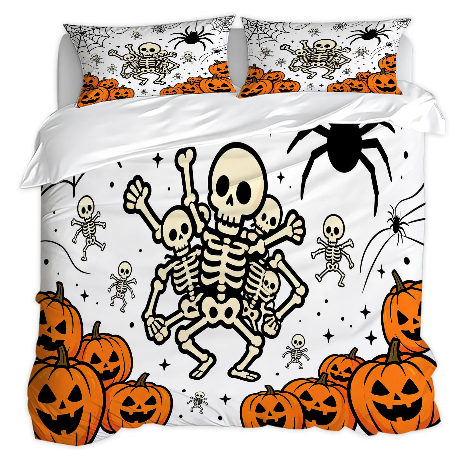 Komplet pościeli 240 x 260 cm poszewka na kołdrę z trupią czaszką Halloween