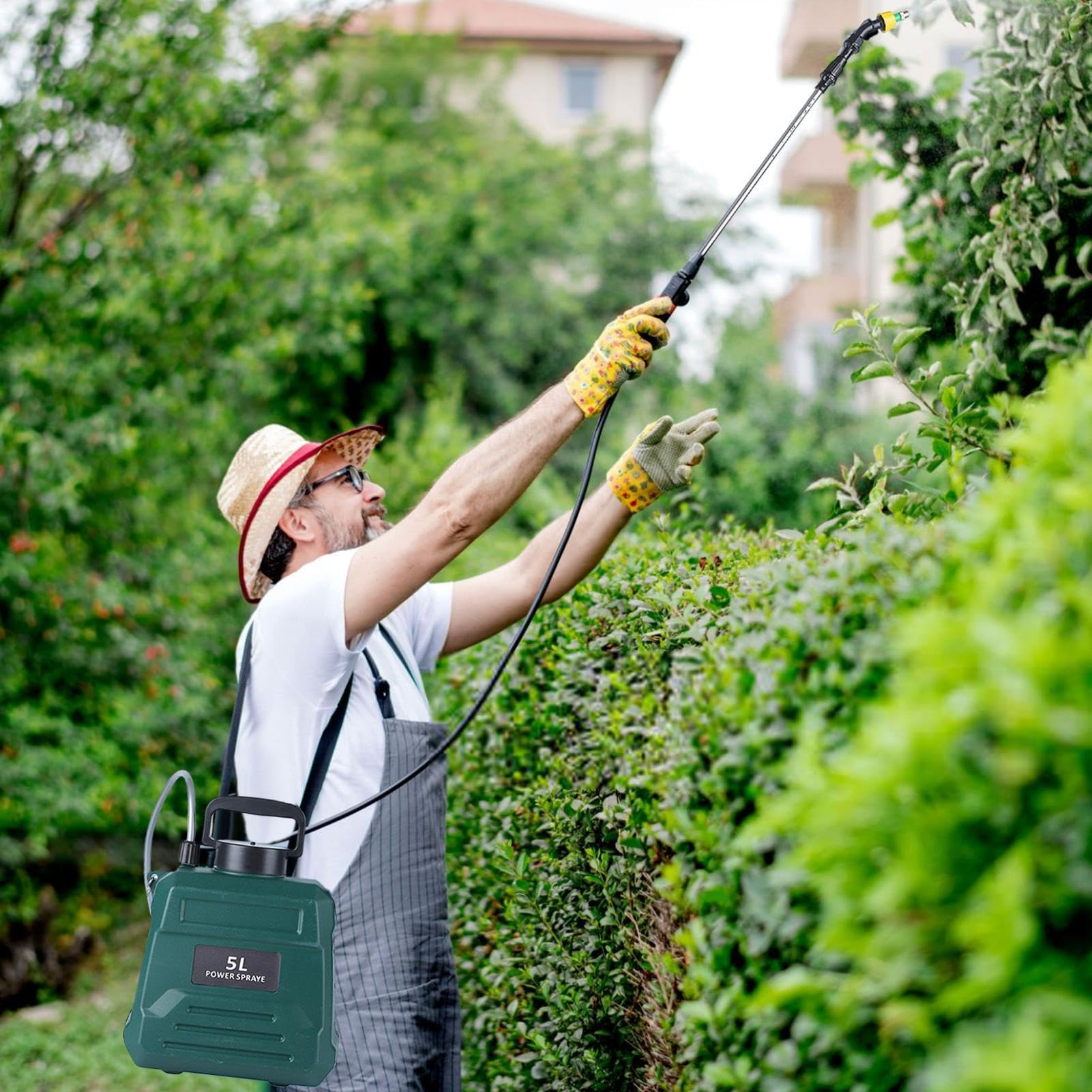 Spruzzatore a batteria da 5 litri per giardino - Spruzzatore da giardino con tracolla regolabile, spruzzatore elettrico da giardino con indicatore della batteria, spruzzatore da giardino, spruzzatore