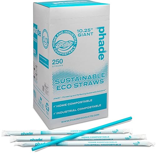phade Eco-Friendly 10.25" Giant Drinking Straws 250 Count - Sustainable