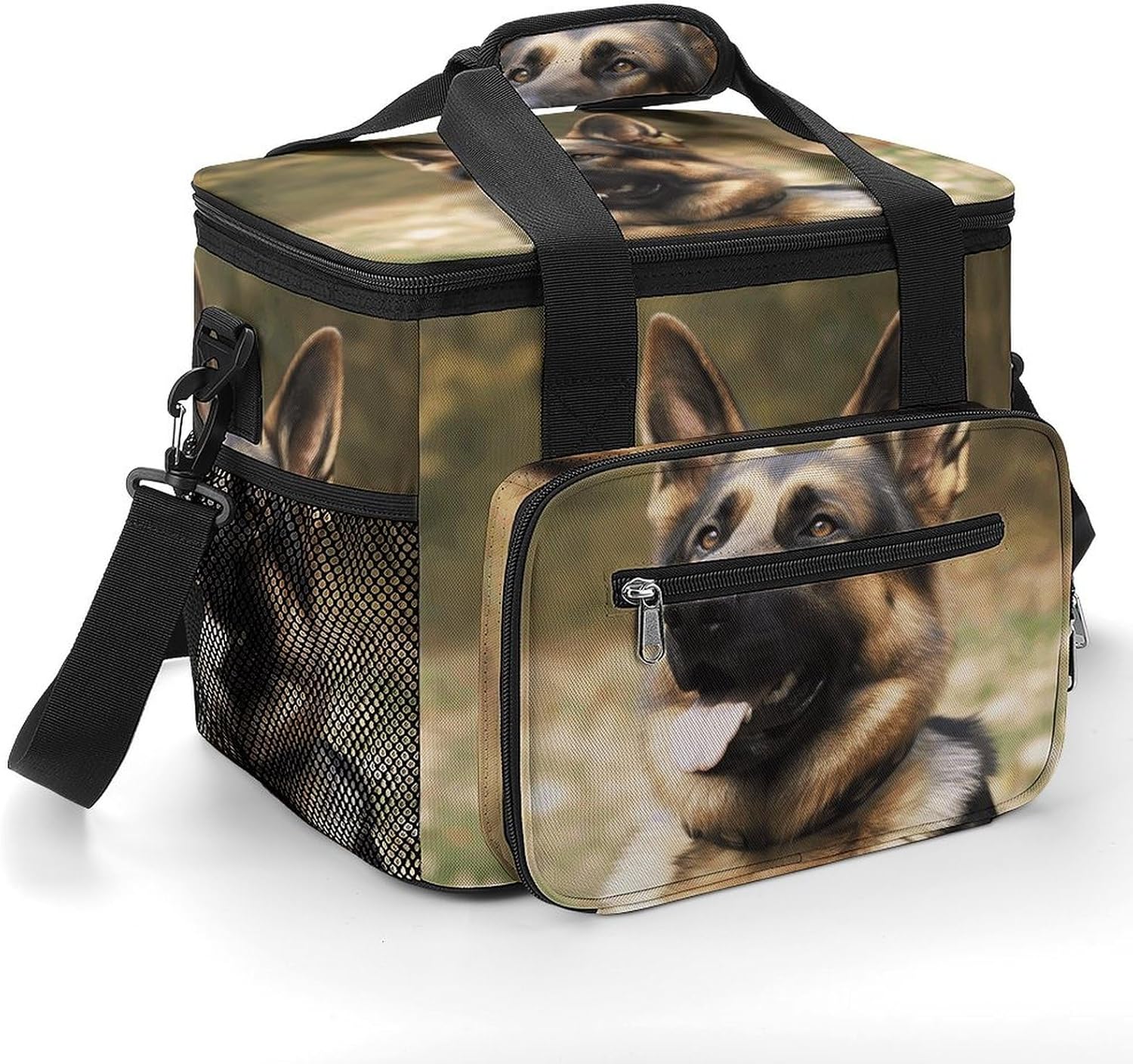 Camping Ice Pack, Animal German Shepherd Print Cooler Bag, 22.5L Large Capacity Insulated Lunch Tote Bag for Outdoor, Picnic, BBQ, Travel, Work