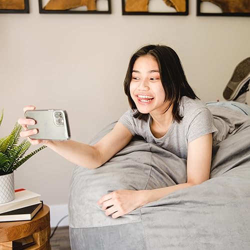 Miniatura 221 de Big Joe Fuf - Puf extragrande (XXL) relleno de espuma con funda extraíble, color niebla Lenox, poliéster tejido duradero, 6 pies, gigante Negro