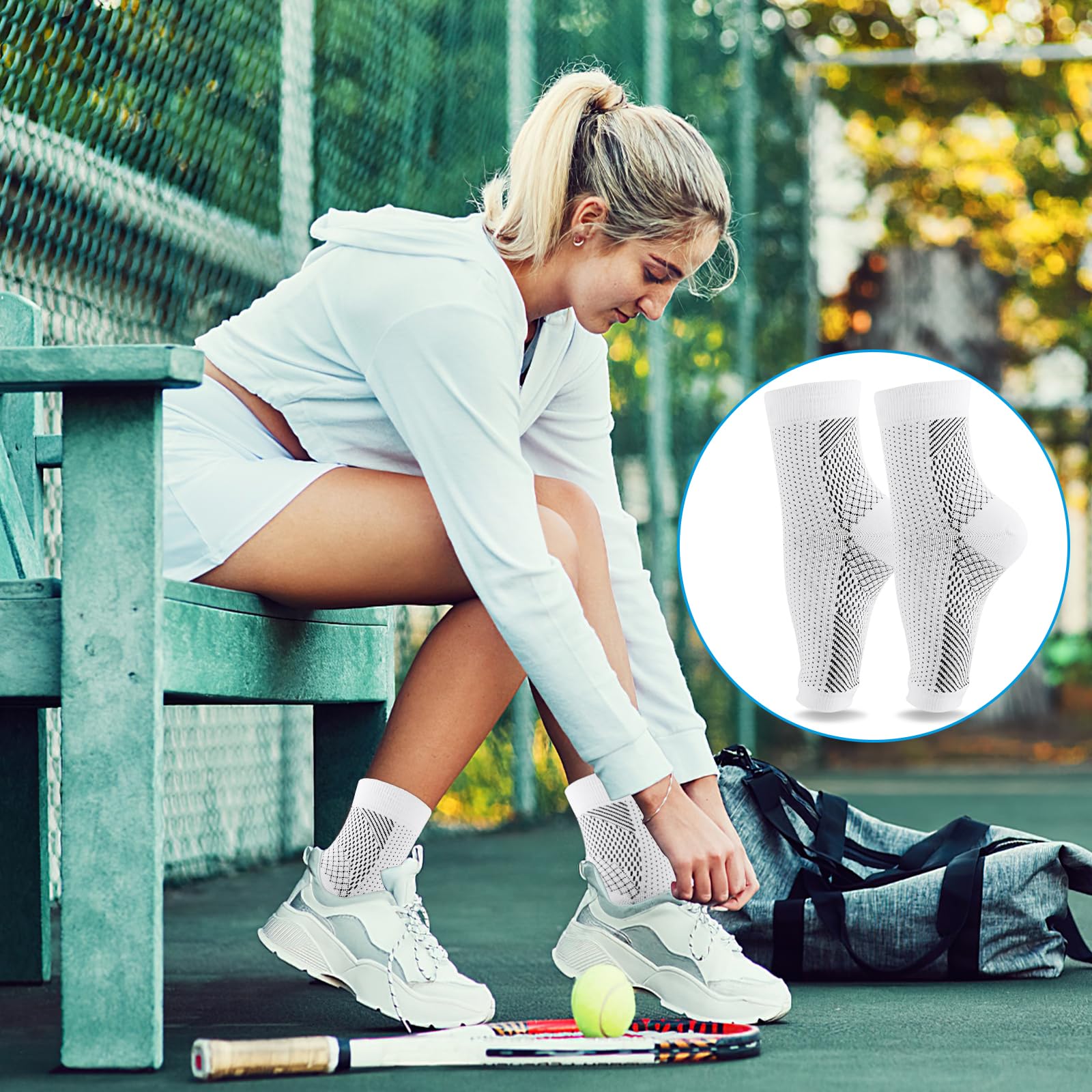 2 Pares Calcetines de Compresión Ortopédicos, Calcetines Compresivos para Mujer y Hombre, Calcetines para Fascitis Plantar y Neuropáticos