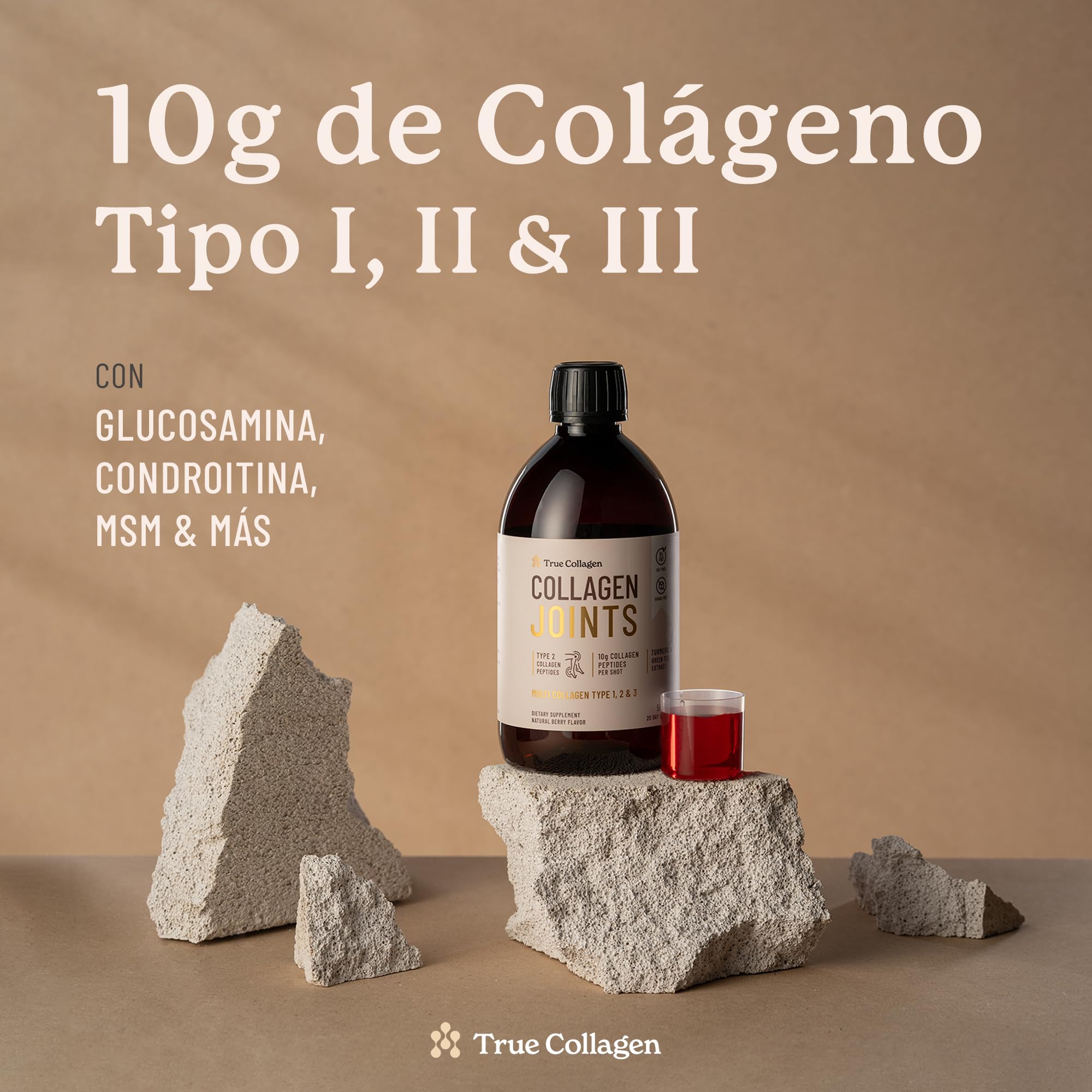 True Collagen Articulations | Complément liquide de collagène hydrolysé 10 000 mg - 2 x 500 ml 40 jours | Types I II III glucosamine MSM curcuma et chondroïtine pour des articulations des cheveux une