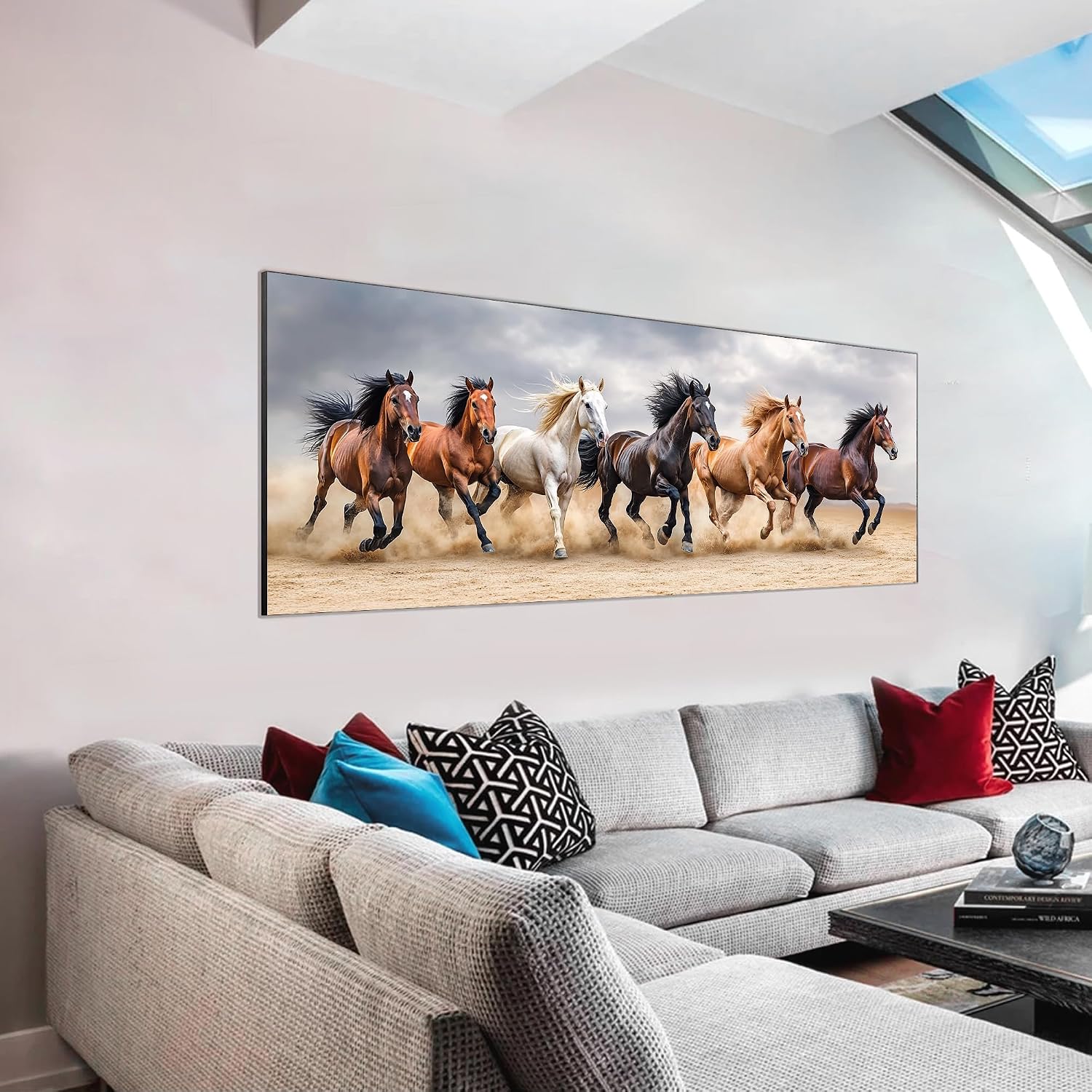 VAIIEYO Large Diamond Art Kits for Adults Horse, Diamond Art Animal, Large Diamond Painting Kits Full Drill Round Rhinestone Craft Canvas for Home Wall Decor Gift 12x31 inch
