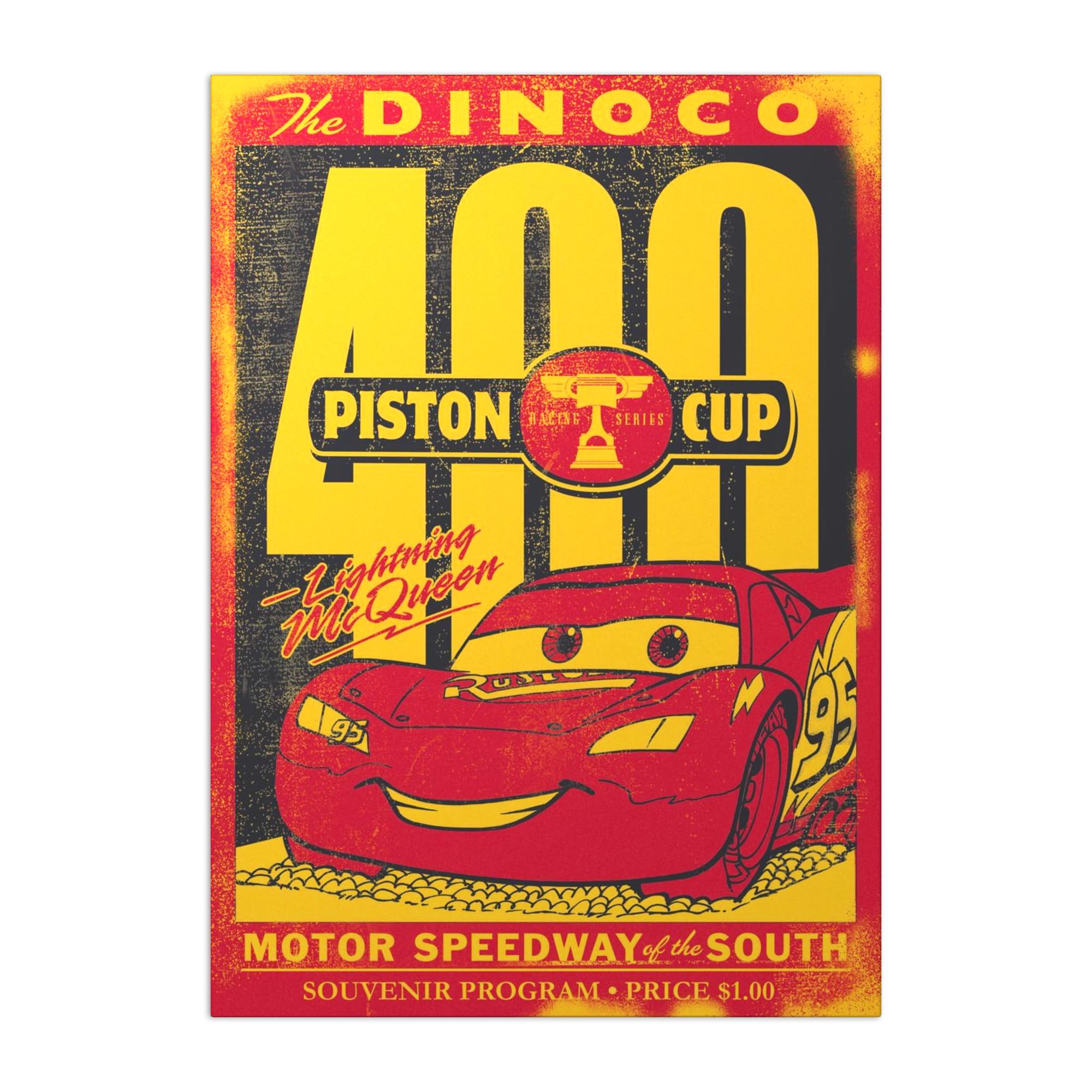 Displate Poster in metallo Disney Pixar – Cars – Lightning McQueen Piston Cup Vintage – Decorazione da parete in metallo – Poster 32 cm x 45 cm