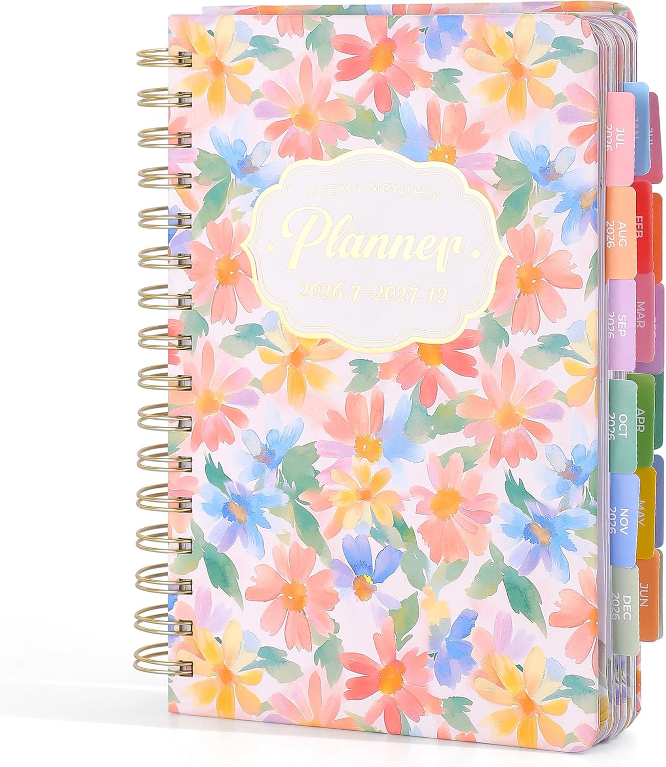 Planner 2026-2027, Floral 18 Months Academic Daily Weekly Monthly Planner Yearly Agenda July. 2026–Dec. 2027, 5.58" x 6.3", Month Tabs, Pocket Folder, Bookmark, Stickers,Ruler with Sticky Note Set