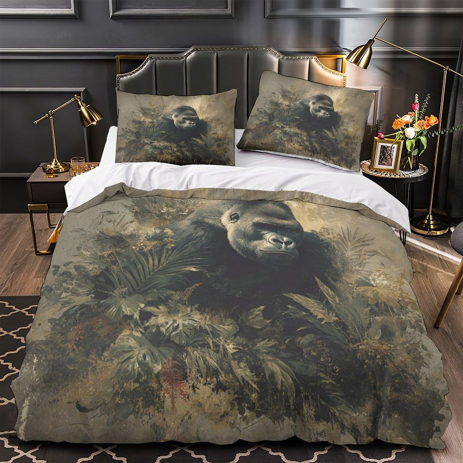 Parure de lit 3D effet or pour chambre d'ado moderne housse de couette double confortable