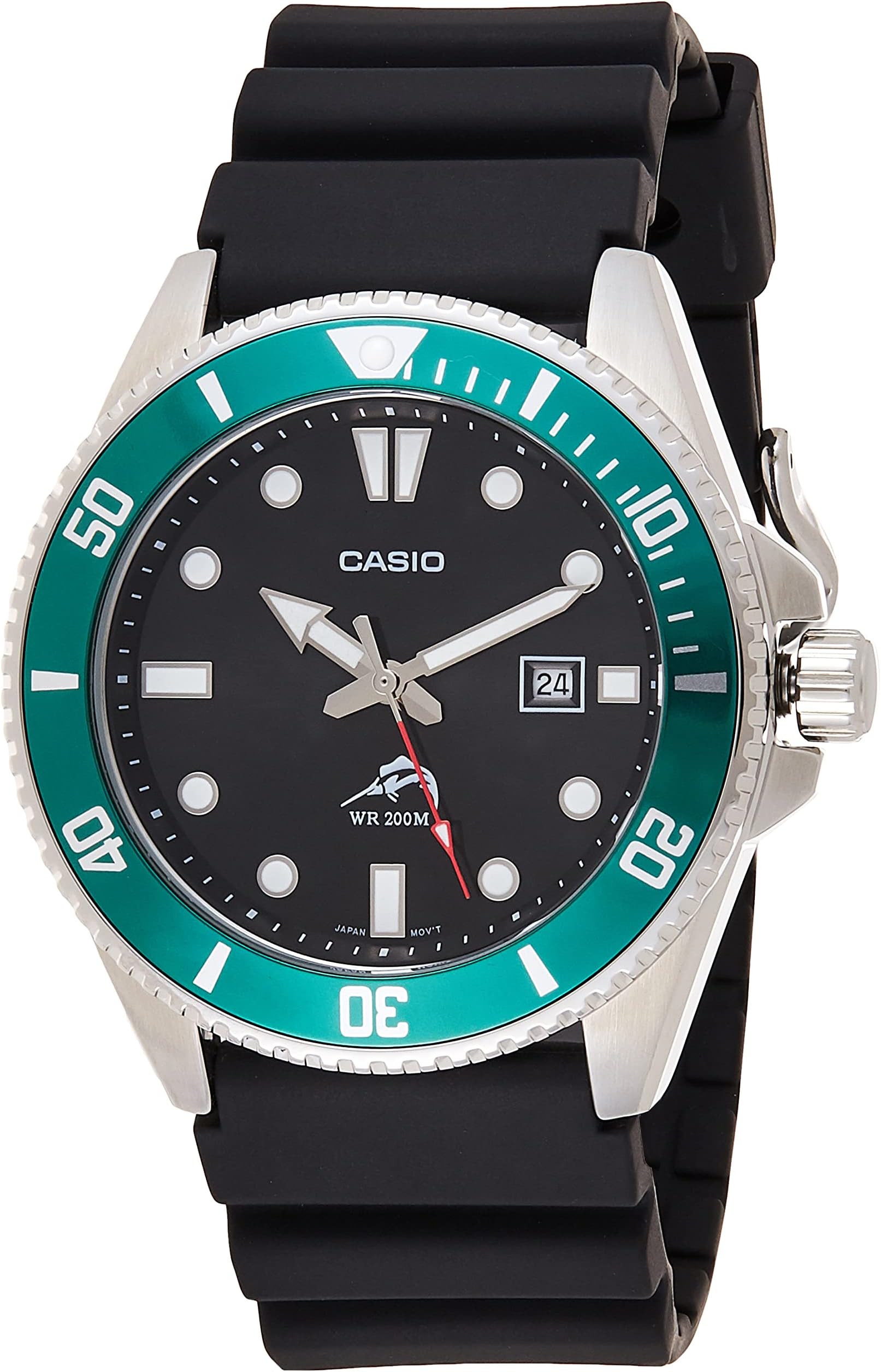 MDV106 Series | Unisex Analog Watch | 200M WR | Stainless Steel Case | Resin Band | 2 Hand Analog (HR, Min, SEC) | Date Display | Screw Down Crown/Screw Down Caseback | 3 Year Battery