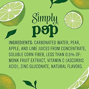 Simply POP Prebiotic Soda Lime Cans, 12 fl oz, 12 Pack