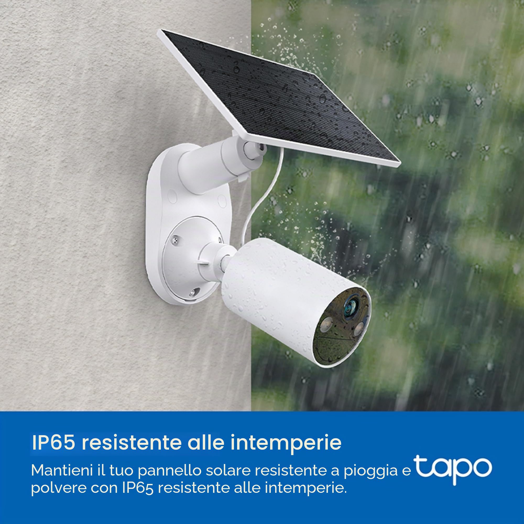 Tapo Pannello solare, installato in modo flessibile e regolazione dell'angolo, ricarica solare ad alta efficienza da 45 minuti per un uso giornaliero, impermeabile IP65, funziona con tutte le