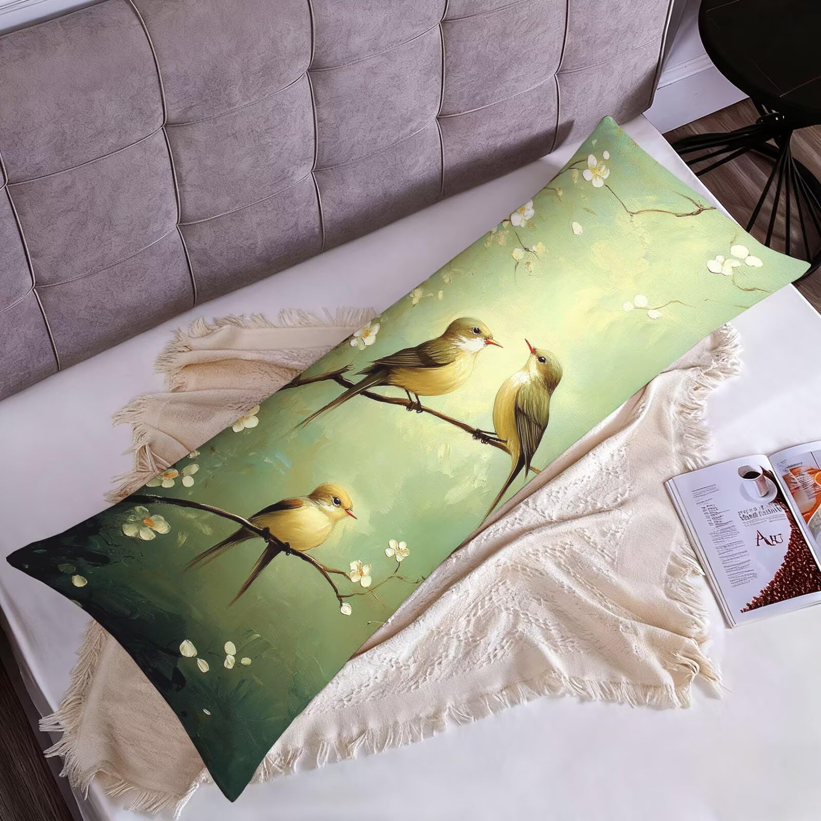 Poszewki na poduszki do łóżka 60 x 180 cm poszewki na poduszki zielone poszewki na poduszki łóżko zwierzę aksamitna poszewka na poduszkę na sofę, miękka dwustronna poszewka na poduszkę z niewidocznym