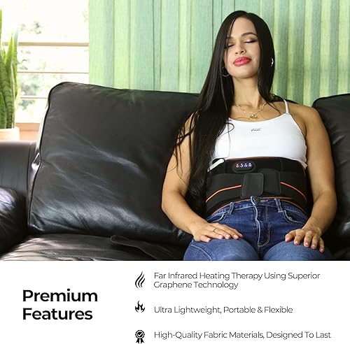 Miniatura 4 de FlexiHeat - Cinturón de calefacción de masaje con grafeno, 3 modos de intensidad, 3 niveles de terapia de calefacción por infrarrojos lejanos,