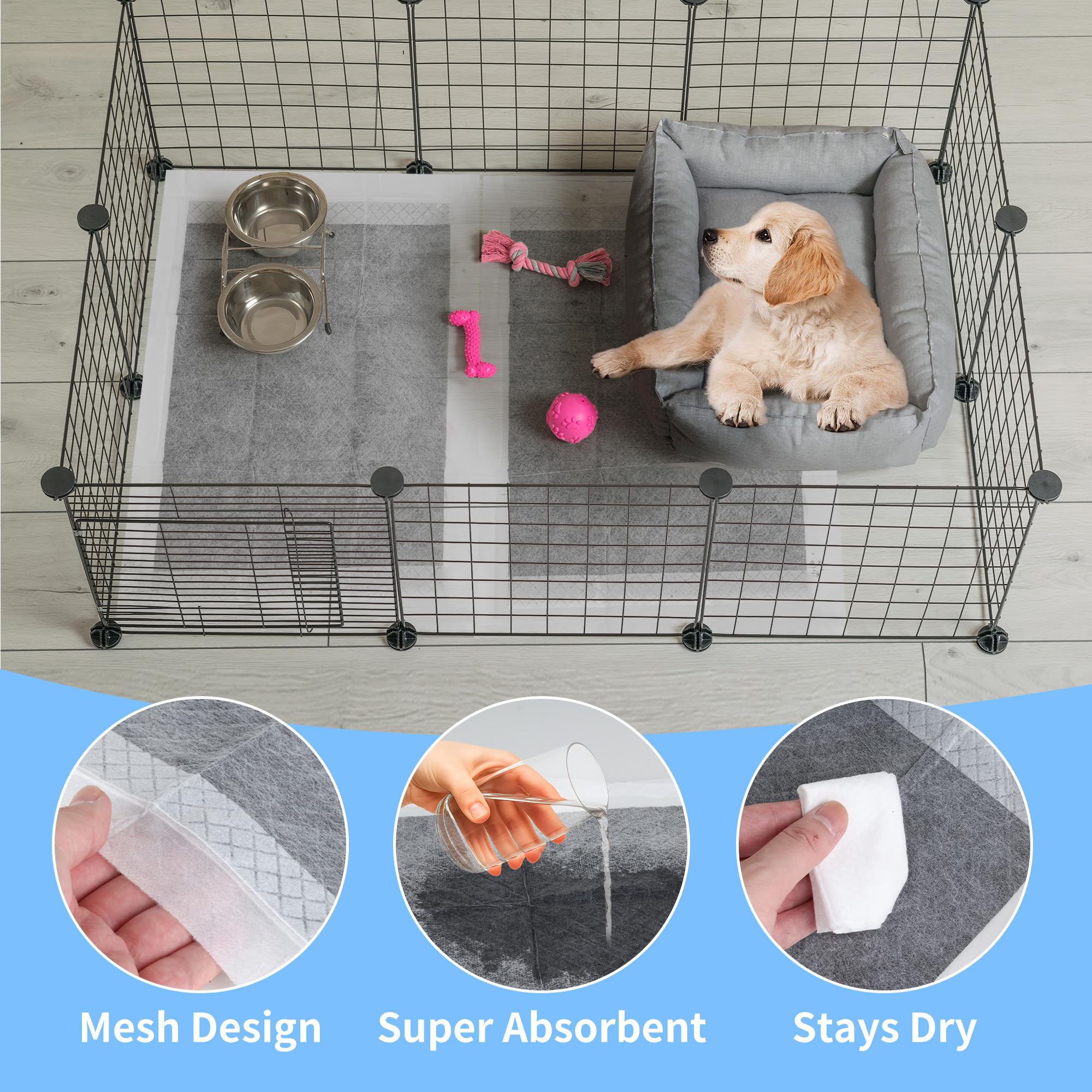 AZKEEGREY 100 Pcs Guinea Pig Pee Pads Disposable Guinea Pig Cage Liner Absorbent Waterproof Pee Pads for Rabbit Hamster Ferret Hedgehog Cats Chinchilla and Other Small Animals - Image 3