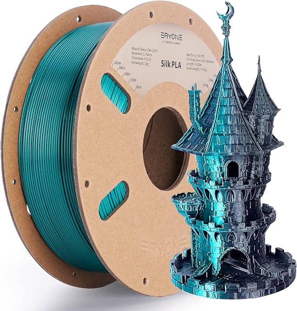 ERYONE Silk Dual Color Filament PLA 3D Printer 1.75mm, +/-0.03mm, Coextrusion Filament PLA Shiny Filament 1kg(2.2lbs), Green&Black