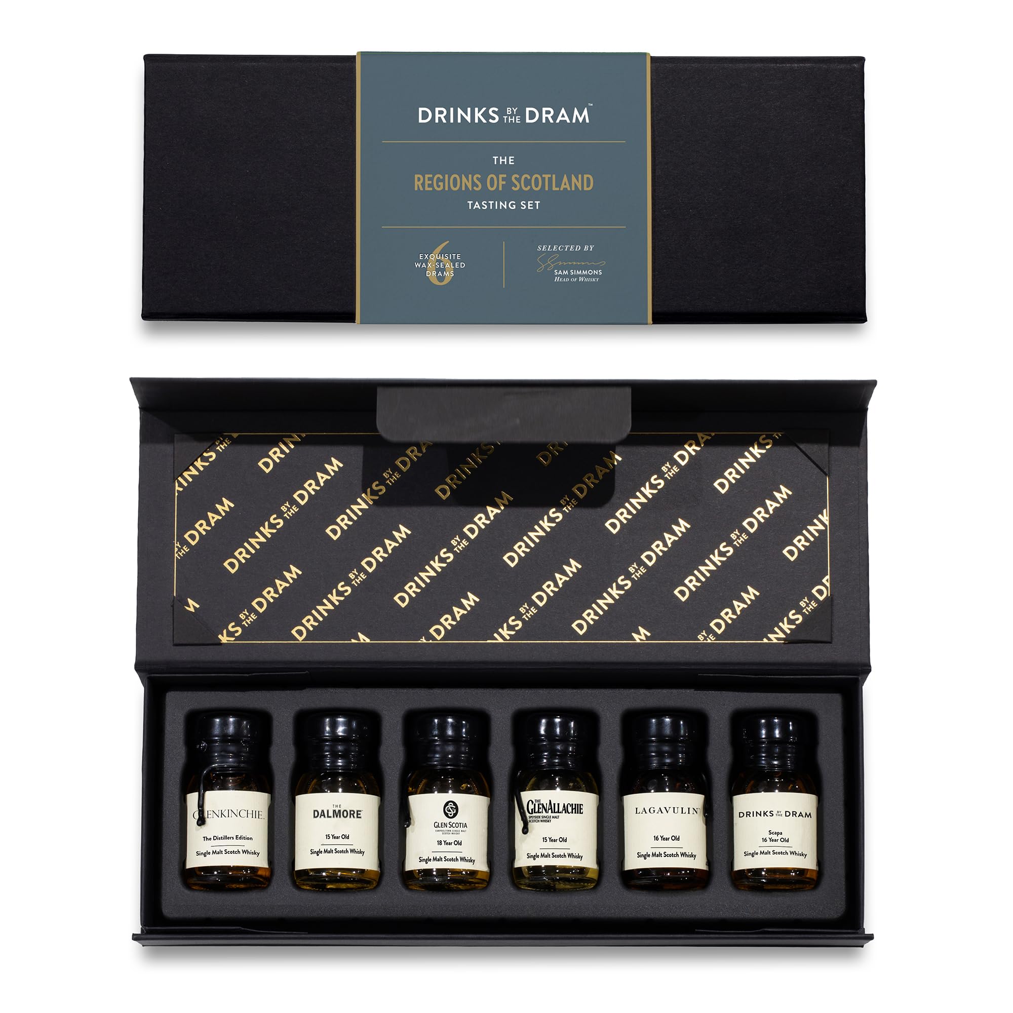 Drinks by the Dram Regions of Scotland Whisky Tasting Set - 6 x 3cl Drams of Scotch - Whisky Gift Set with Speyside and Single Malt Spirits