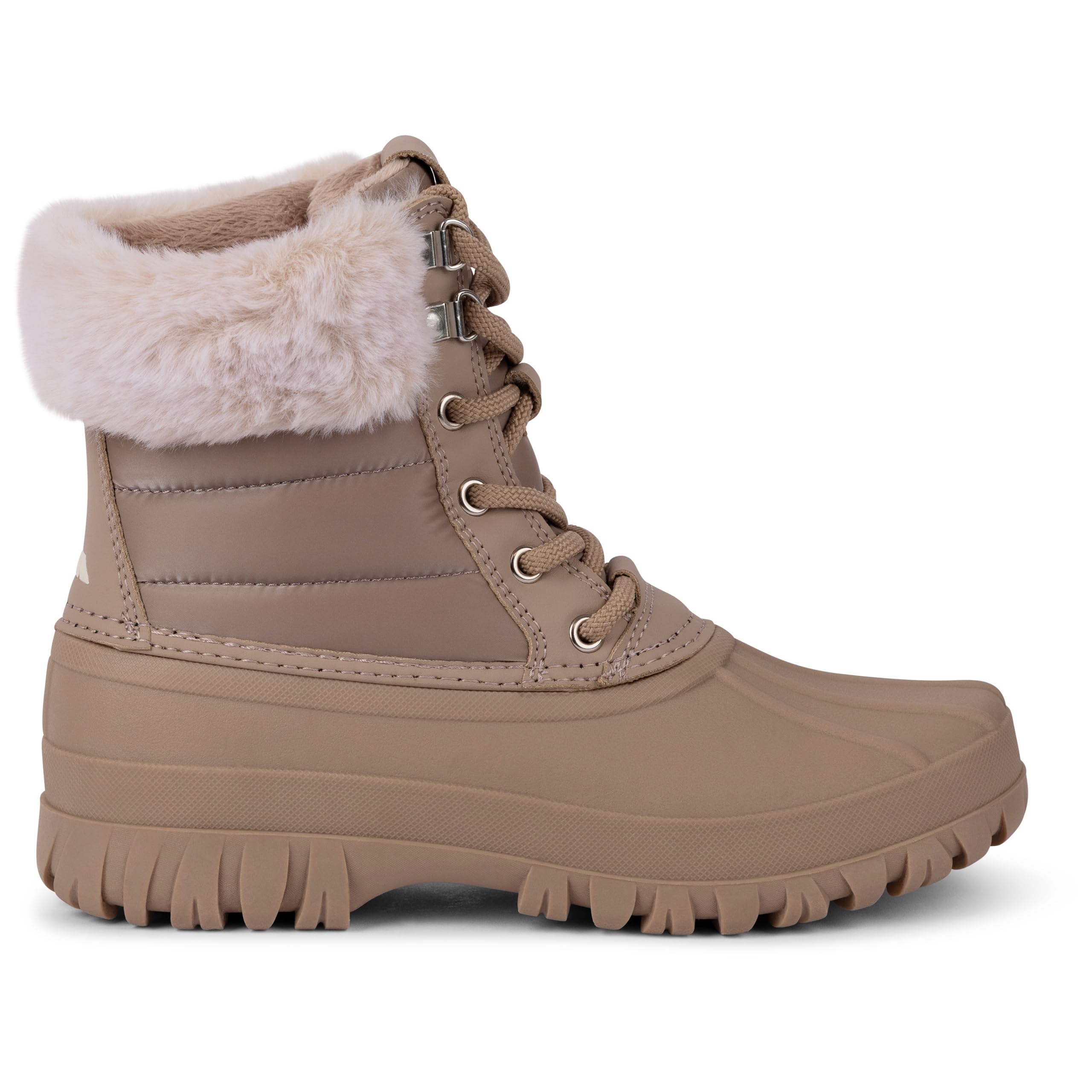 Trespass Briony Bottes de neige pour femme – Semelle extérieure imperméable, fermeture à lacets, doublure en fausse fourrure en peluche, semelle de traction, dessus textile/polyuréthane, doublure