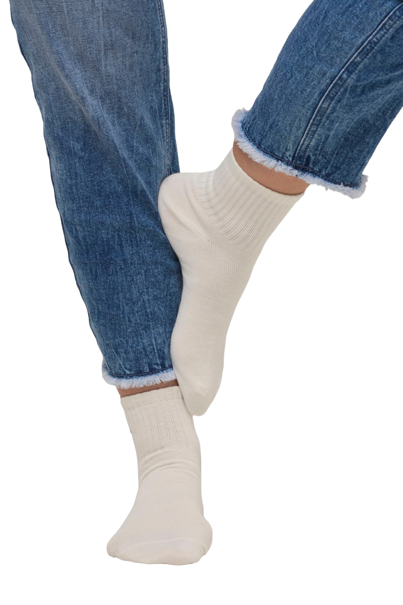 Ulla Popken Women's Short Shaft Sock Rainbow, Cream, One Size