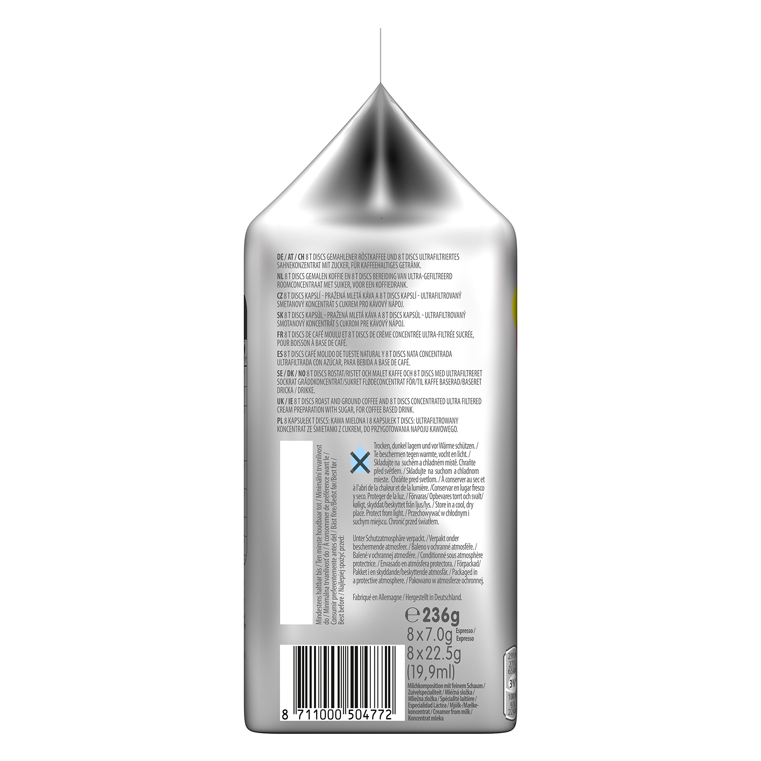 Tassimo Jacobs Latte Macchiato weniger süß, 5er Pack Kaffeespezialität T Discs (5 x 8 Getränke)