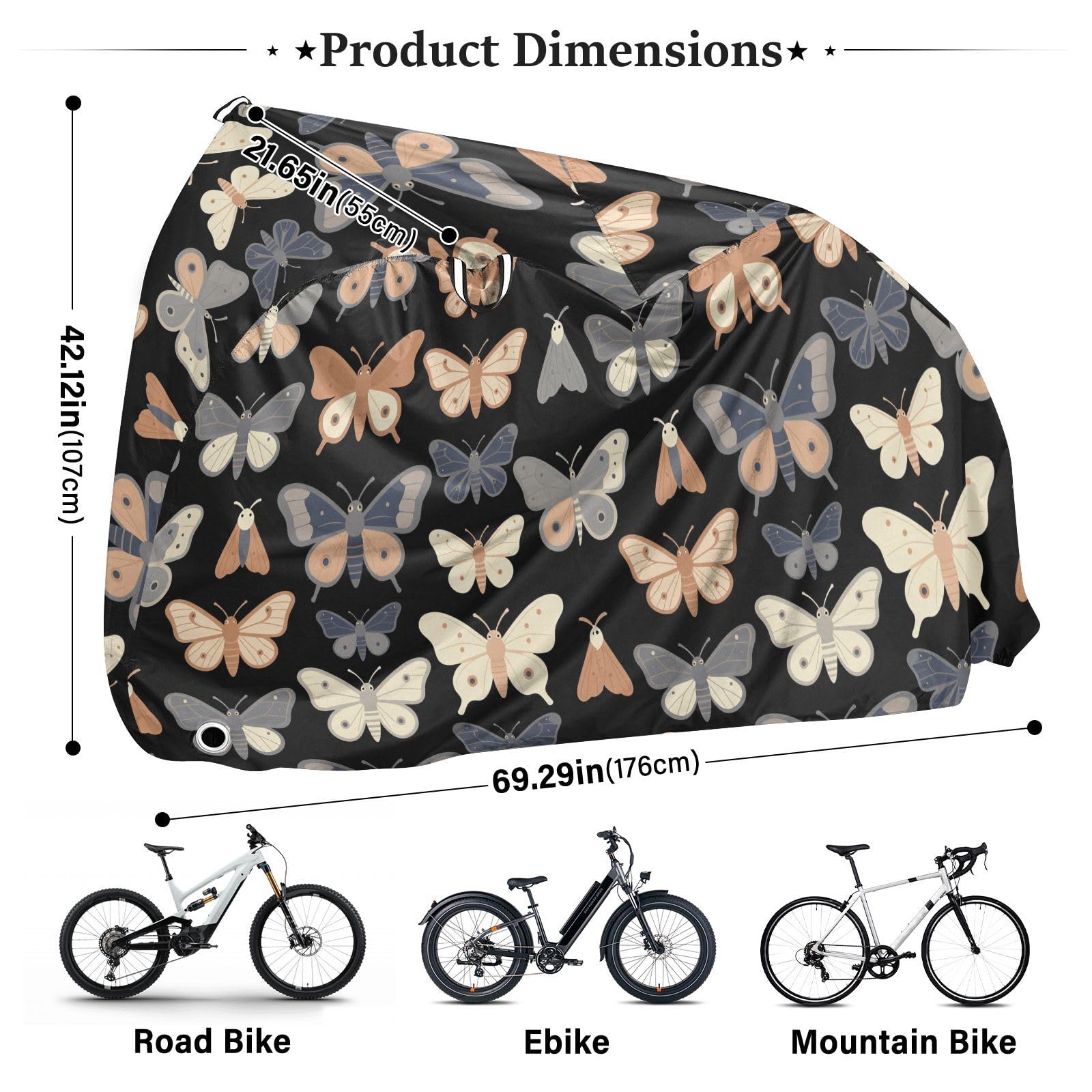 Telo protettivo per bicicletta, in poliestere, impermeabile, antipolvere e antipioggia | Con foro di bloccaggio e fibbia di fissaggio 183,18 x 158,22 cm