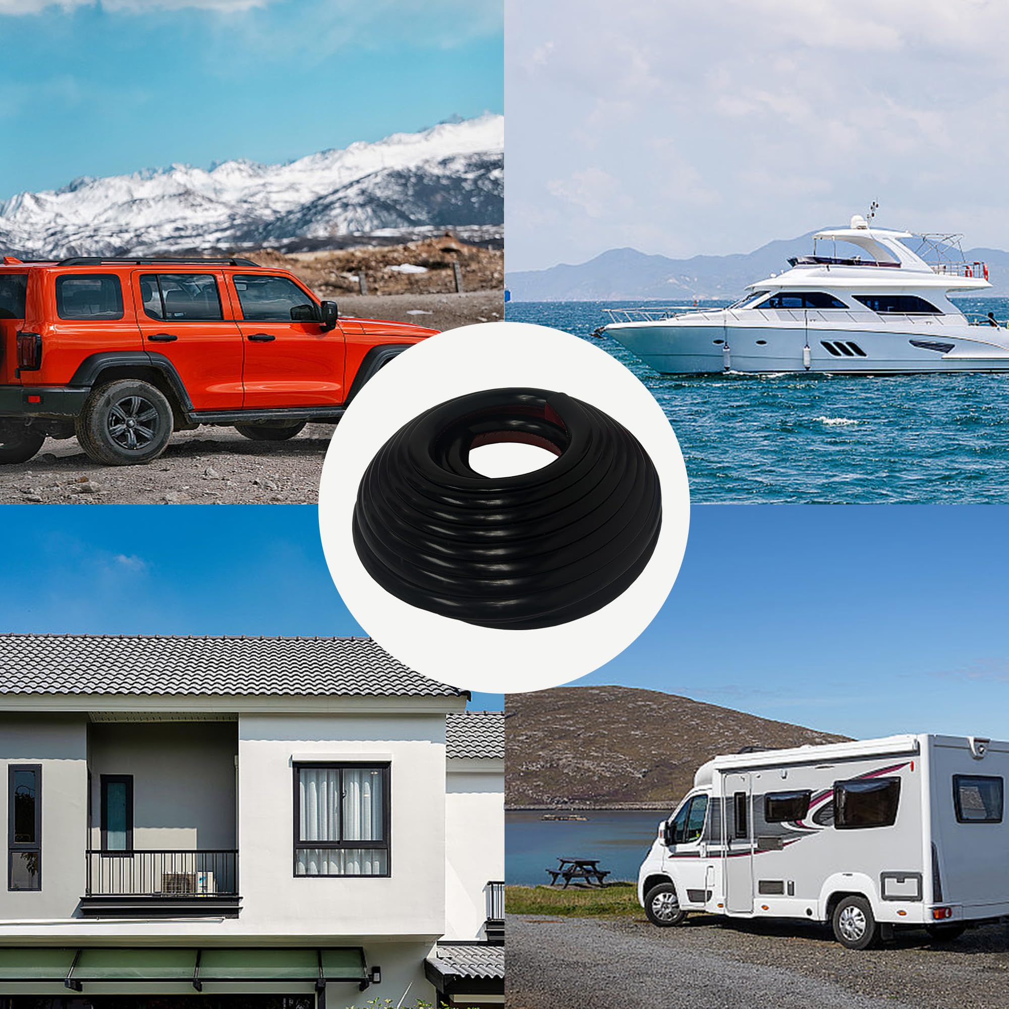 Grondaia Autoadesiva A Forma Di J Per Camper - Nero, 5m, Silicone Per Deviazione Pioggia - Foto 7