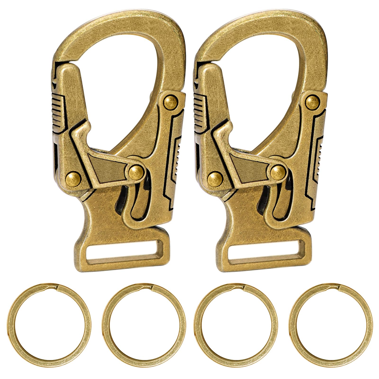 Ahiller Carabiner Clip, 1.9 Inch Daily Double Lock Keychain, Bronze-2P