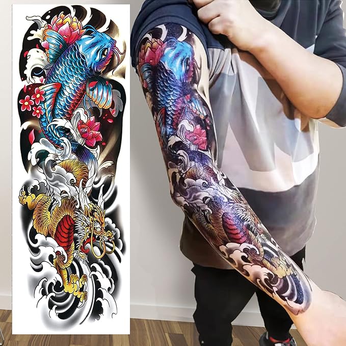 🔥 Aresvns Temporary Tattoo Sleeve - Realistic Traditional Tattoo Look!