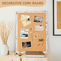 Vista 6 de DOLLAR BOSS Tablón de anuncios de corcho para pared - 36 x 24 pulgadas, tablero de corcho con marco de corteza de abedul, tablero decorativo