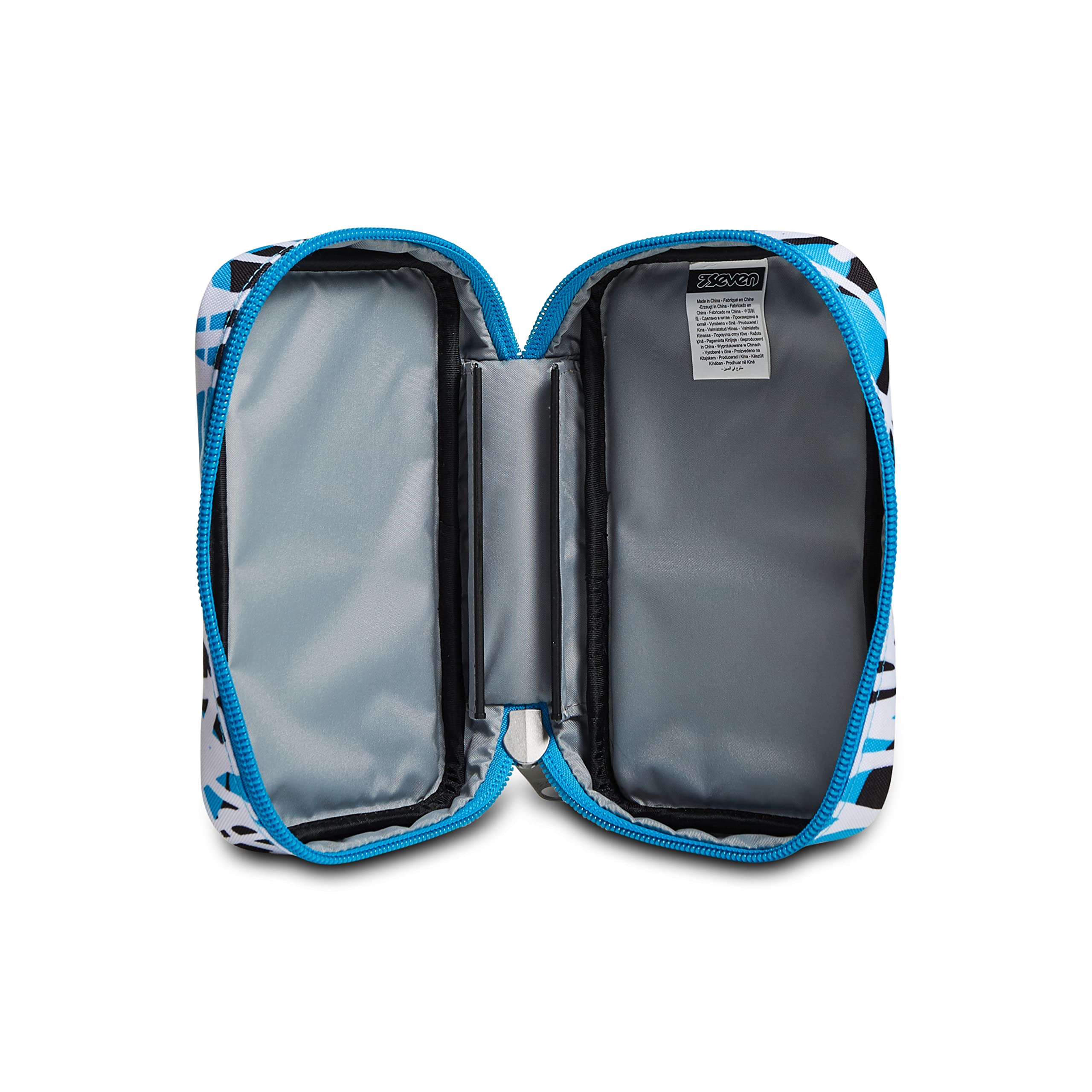Seven Speed Case Federmäppchen, Mäppchen, Mehrfarbig, Federtasche für Schreibwaren, Etui mit Stiften, Kugelschreiber, & mehr, Mädchen, Jungen, Schule, blau
