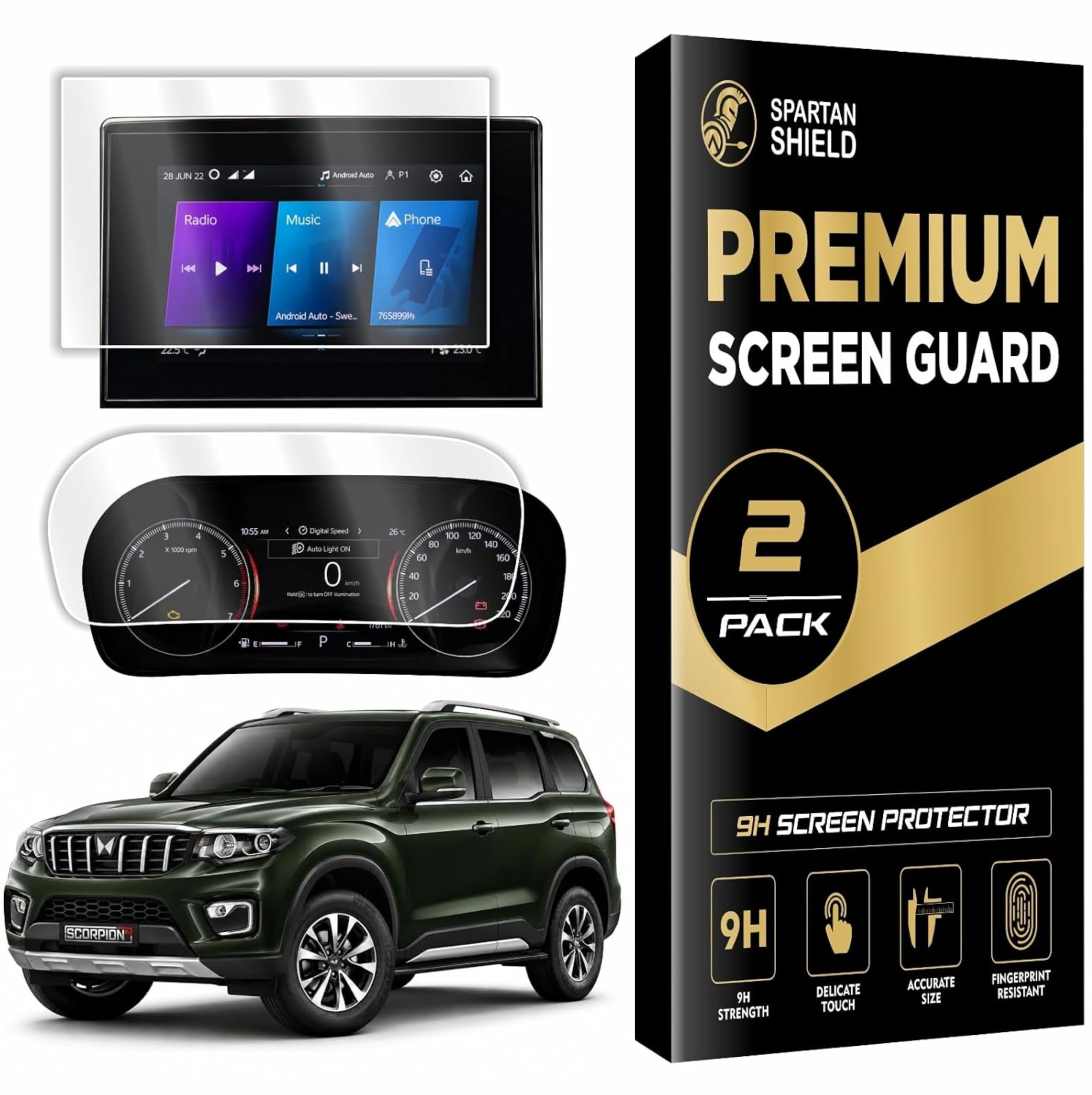 Spartan Shield [2 PACK] Screen Guard for MAHINDRA SCORPIO N 2026 FACELIFT || 12.3 Inch Infotianment Touchscreen + Instrument Cluster Protector || Z8S, Z8, Z8T & Z8L Models || Car Display Accessories [Not Tempered Glass] (Scoprio N [12" Info+Speedo] 2026) — Amazon image 9