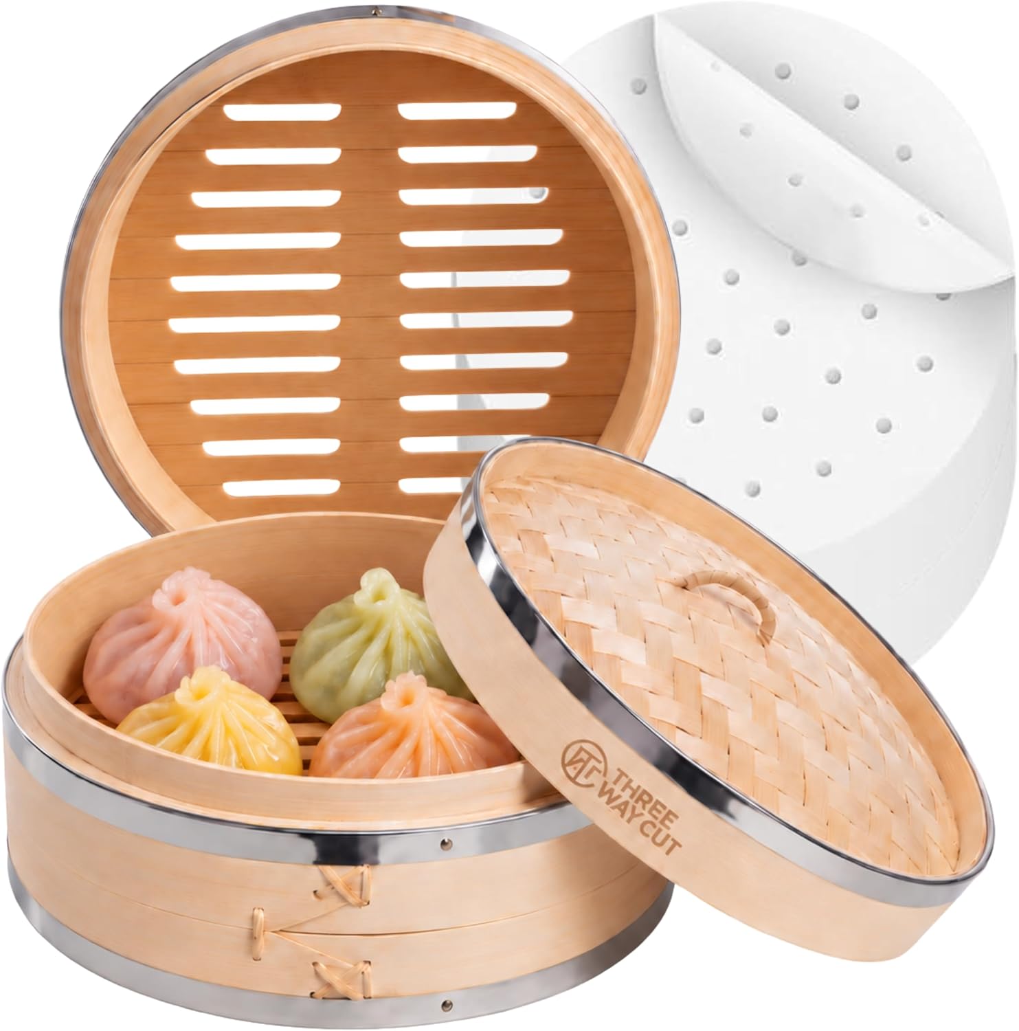 6 inch Dumpling Bamboo Steamer w/ 100PCS Liners Solo Size Extra Deep Basket
